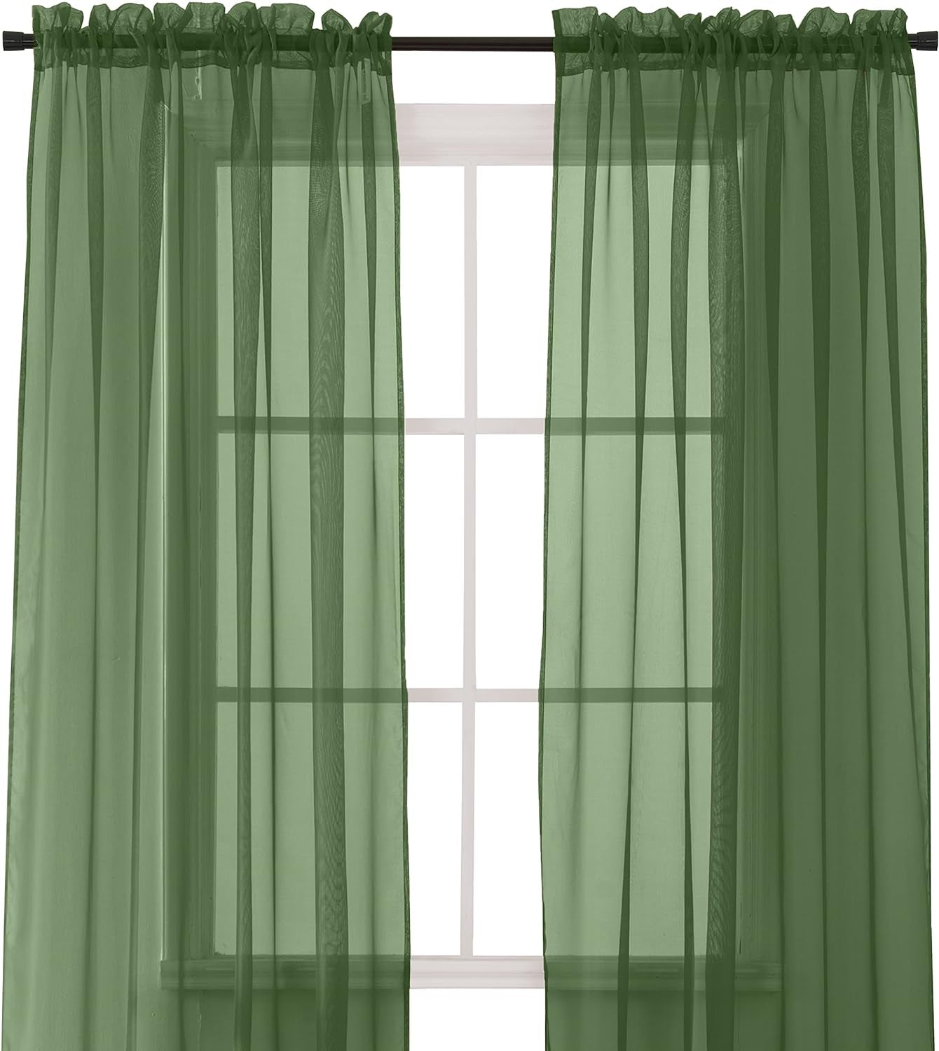 Elegant Comfort 2-Piece Sheer Panel with 2Inch Rod Pocket - Window Curtains 60-Inch Width X 84-Inch Length - Light Blue  Elegant Comfort Hunter Green 40" X 84" 