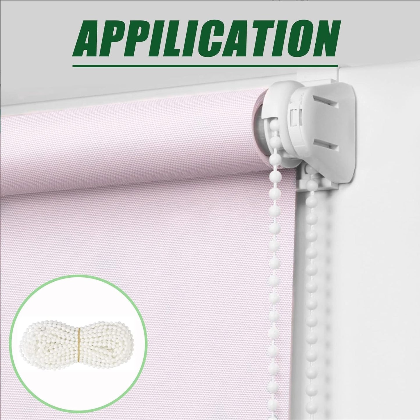 10 Meters (32.8 Feet) Roller Blind Bead Chain Cord Roman Venetian Honeycomb Vertical Shade Blind Cord with 10 PCS Connectors for Roller Blind Replacement Parts White (Normal Version)