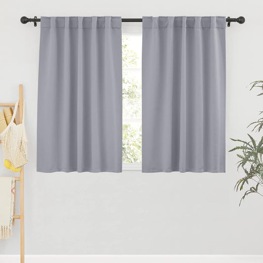 RYB HOME Bedroom Curtains, Room Darkening Thermal Insulated Curtain Back Tab Pleat Drapes Decent Window Treatment for Home Office Playroom Living Room, W42 X L63 Inches, Sliver Grey, 2 Panels  RYB HOME   