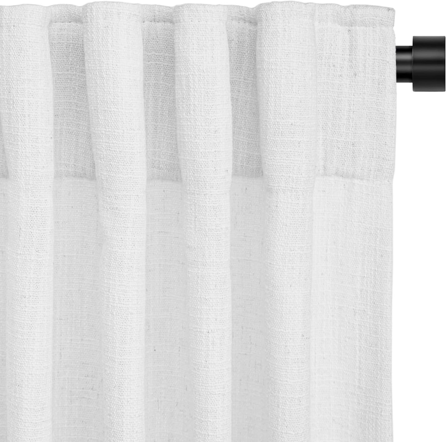 INOVADAY Beige White Linen Curtains 96 Inches Long for Living Room Bedroom, Back Tab Sheer Privacy Curtains 96 Inch Length 2 Panels, Light Filtering Farmhouse Curtains & Drapes Cream Colored, W50Xl96  INOVADAY 02 White 50"W X96"L 