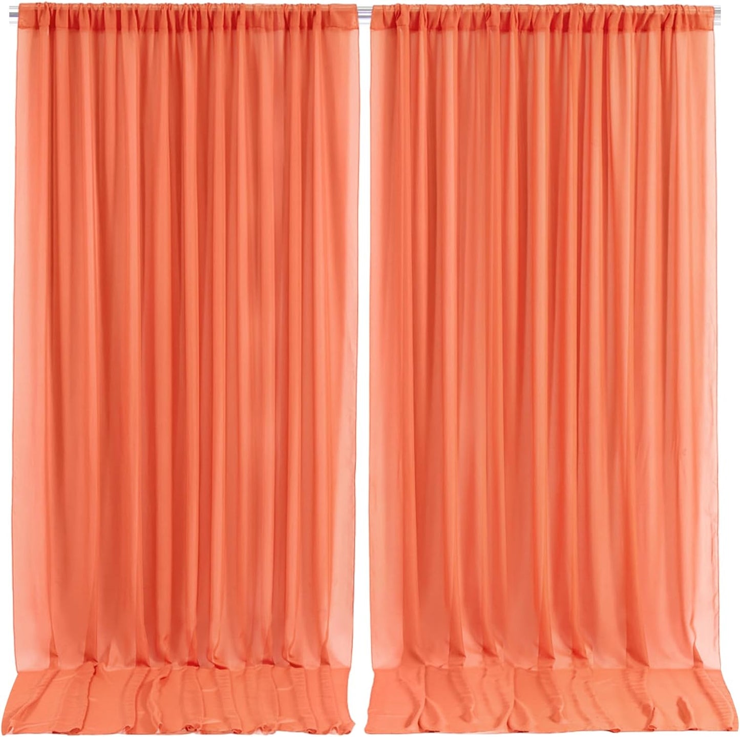 10Ft X 10Ft White Chiffon Backdrop Curtains, Wrinkle-Free Sheer Chiffon Fabric Curtain Drapes for Wedding Ceremony Arch Party Stage Decoration  Wish Care Orange  