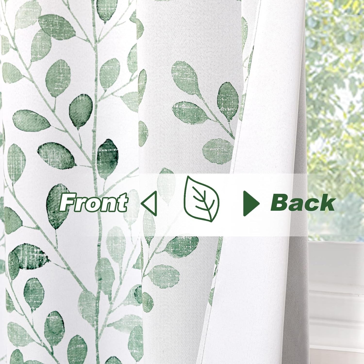 MYSKY HOME Curtains for Bedroom 63 Inches Long Thermal Insulated Room Darkening Curtains Tree Branch Print Pattern Classic Curtains for Dining Room Home Decor Grommet Top Drapes, Sage, 2 Pieces  MYSKY HOME   