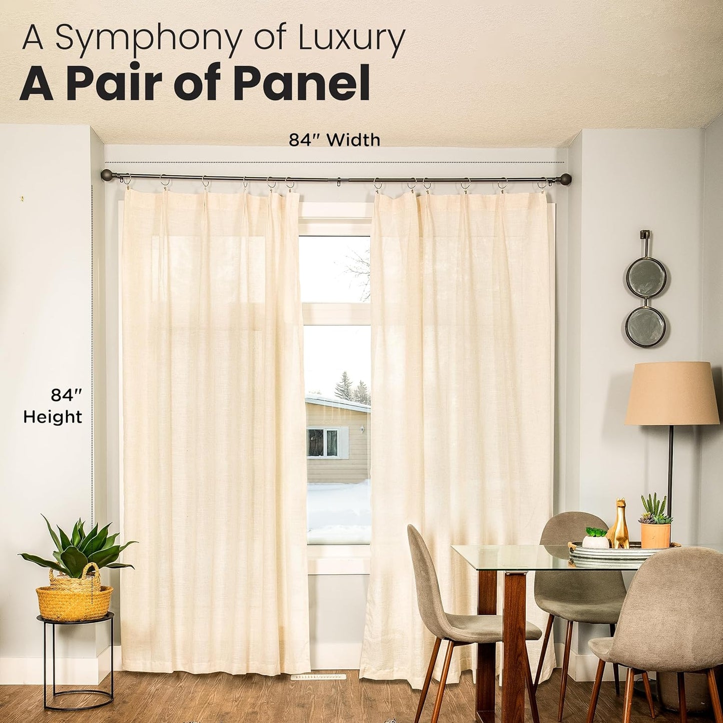 SPJ Textile Sheer Pinch Pleated Curtains - Light Filtering Pleated Curtains with Hooks and Back Tabs for Living Room, Bedroom, 42" Wx84 L, 2 Panels  SJP Consulting Inc   