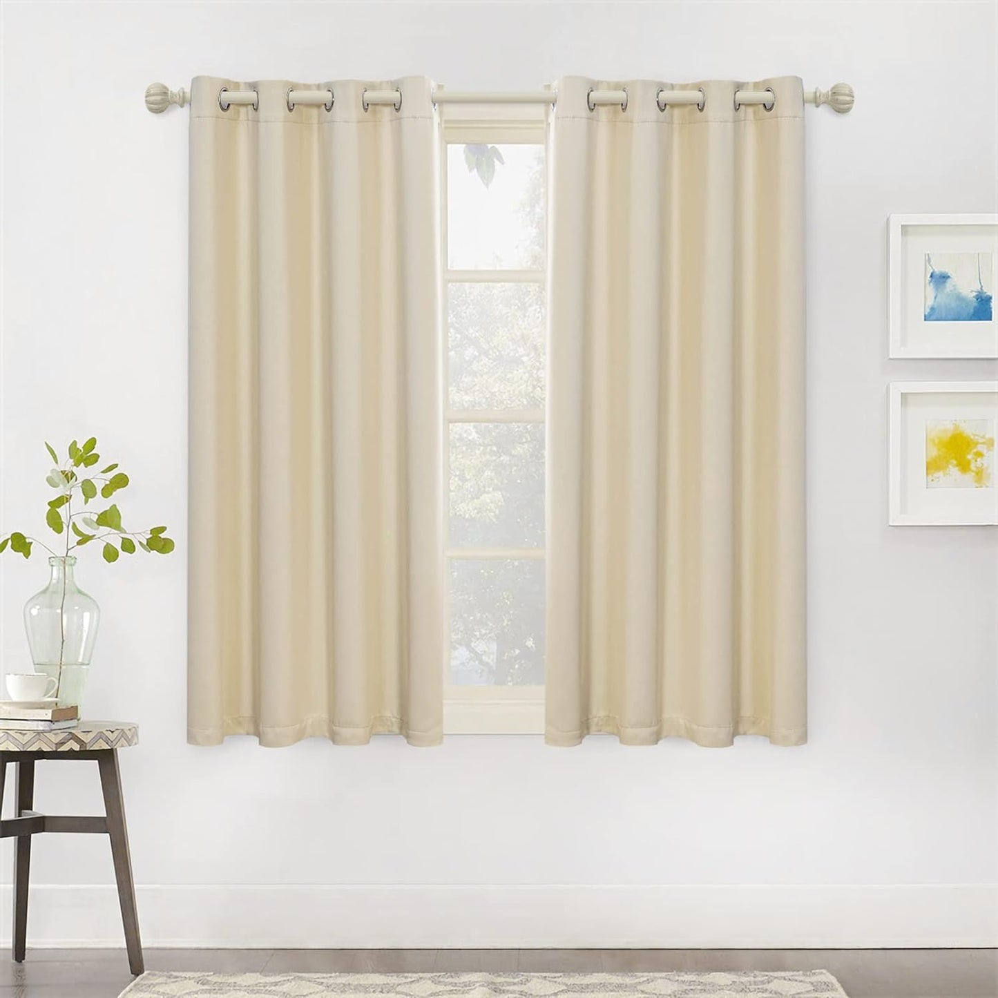 MYSKY HOME Black Curtains for Bedroom 90 Inch Long Blackout Curtains for Living Room 2 Panels Thermal Insulated Grommet Room Darkening Curtains Privacy Protect Window Drapes, 52 X 90 Inches, Black  MYSKY HOME Beige 52W X 63L 