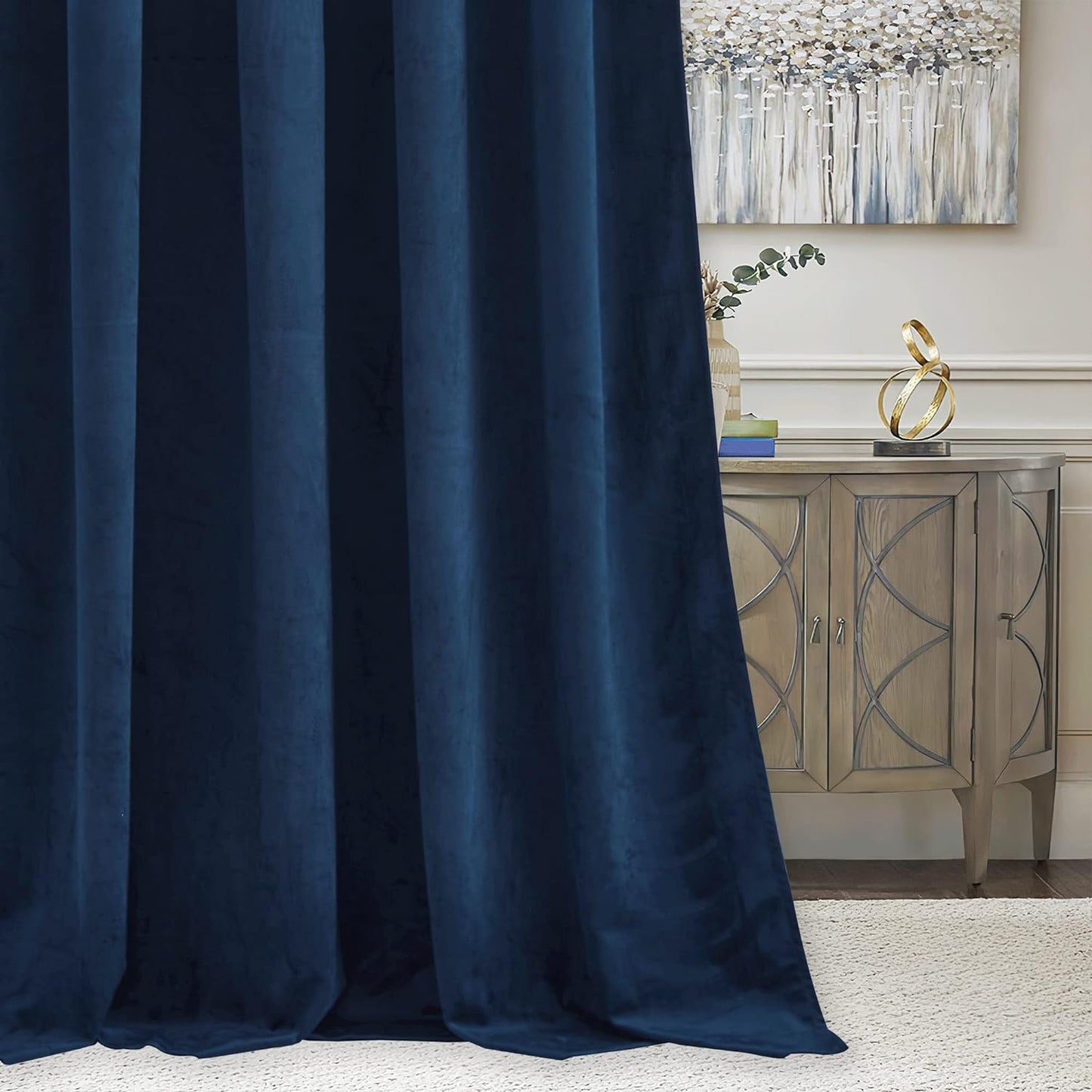 RYB HOME Blue Velvet Curtains 84 Inches- Blackout Curtains for Living Room, Thermal Insulated Noise Reducing Panels Soft Luxury Window Decor for Kids Bedroom, Navy Blue, W52 X L84 Inches, 2 Panels  RYB HOME   