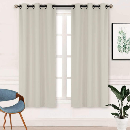Home Collection 2 Panels 100% Blackout Curtain Set Solid Color with Rod Pocket Grommet Drapes for Kitchen, Dinning Room, Bathroom, Bedroom,Living Room Window New (74” Wide X 62” Long, Ivory)  Kids Zone home Linen Ivory 74” Wide X 62” Long 
