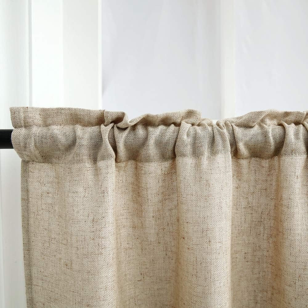 Curtain Valances for Windows Burlap Linen Window Curtains for Kitchen Living Dining Room 58 X 15 Inch 1 Valance Linen Coffee