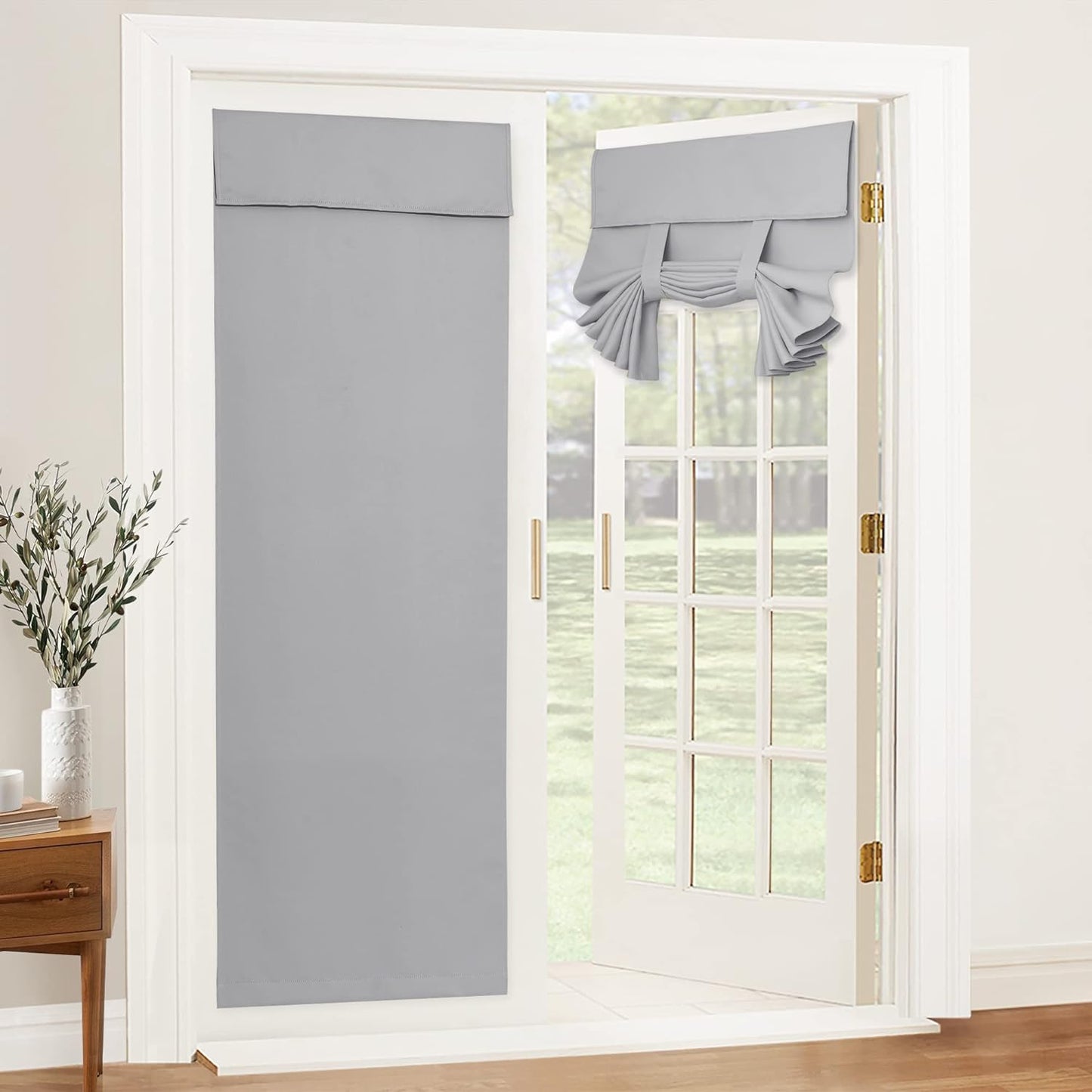RYB HOME Blackout French Door Curtains, Room Darkening Shades Small Door Window Curtains and Drapes Thermal Insulated Tricia Door Blinds for Patio Door Doorway, W26 X L40 Inch, 1 Panel, Gray  RYB HOME Sliver Grey 36" X 80" 