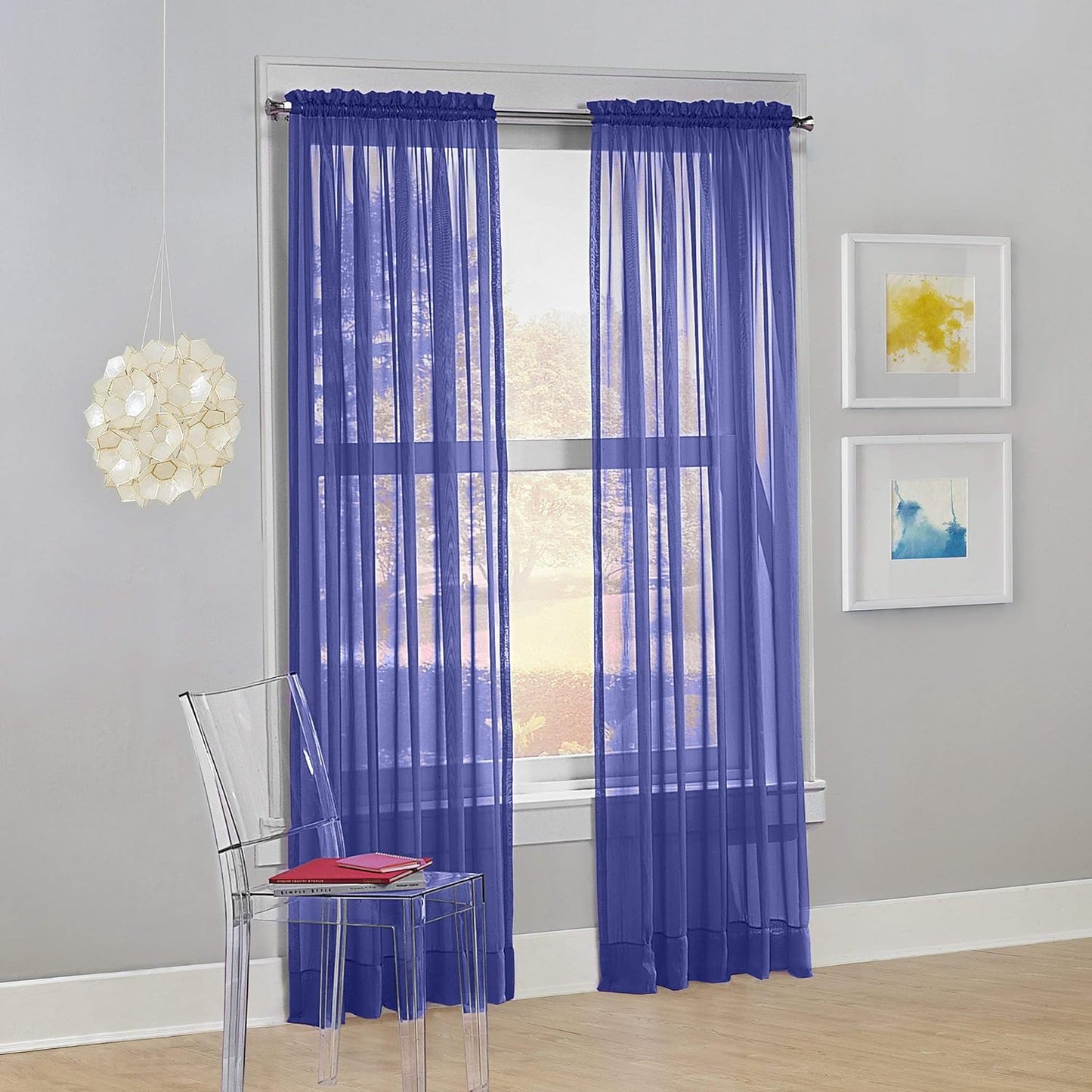 No. 918 Calypso Sheer Voile Rod Pocket Curtain Panel, 59" X 84", Pink  No. 918 Purple 59 In X 63 In Panel 