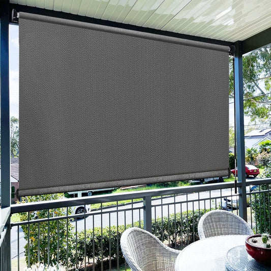 Amagenix Outdoor Roller Shades 6'(W) X 8'(H), Exterior Cordless Patio Shades Roll up Outdoor Blinds for Porch Gazebo, Gray