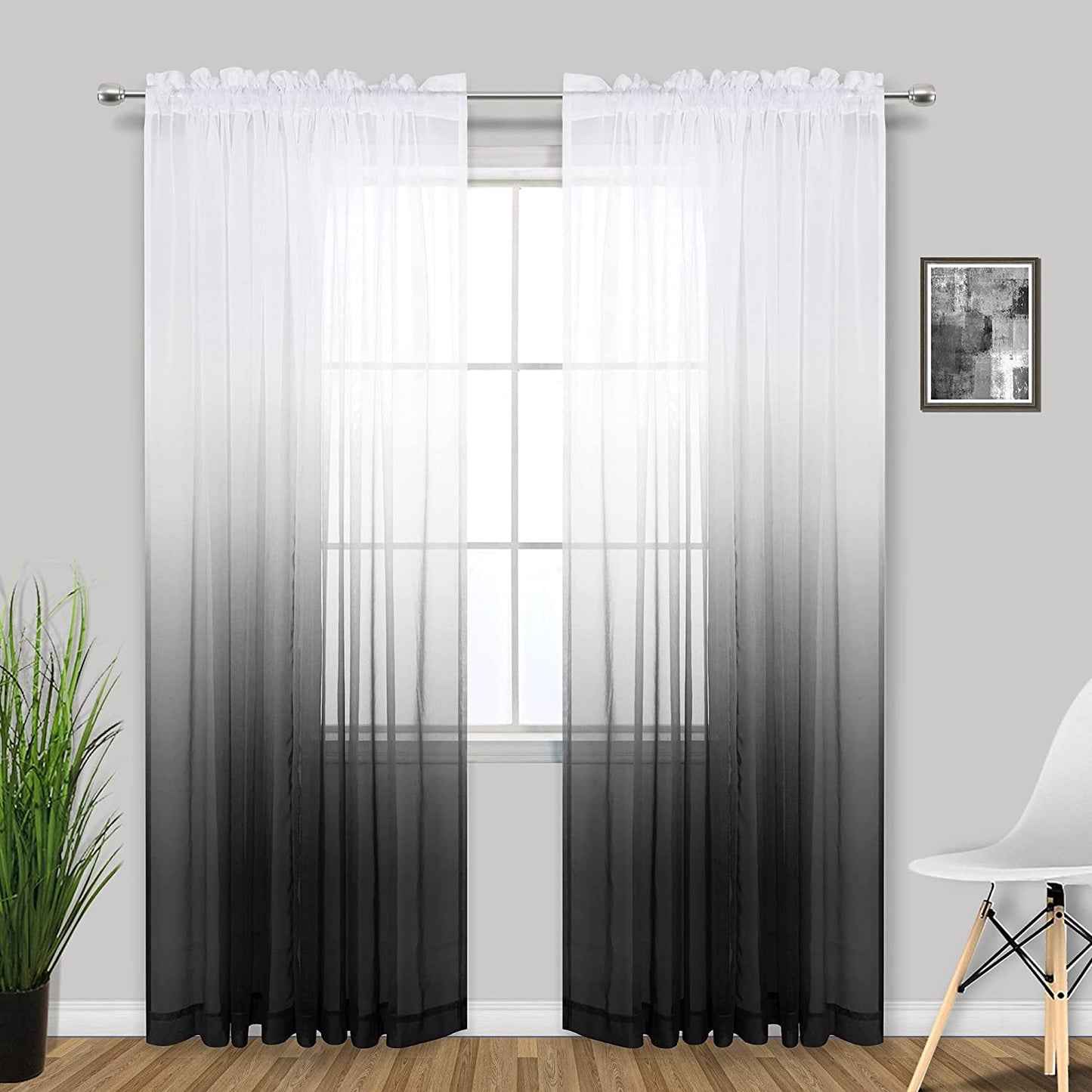 KOUFALL Sage Green Curtains 63 Inch Length for Living Room,2 Panel Set Rod Pocket Boho Curtains for Bedroom 63 Inches Long  KOUFALL TEXTILE Black 52X84 