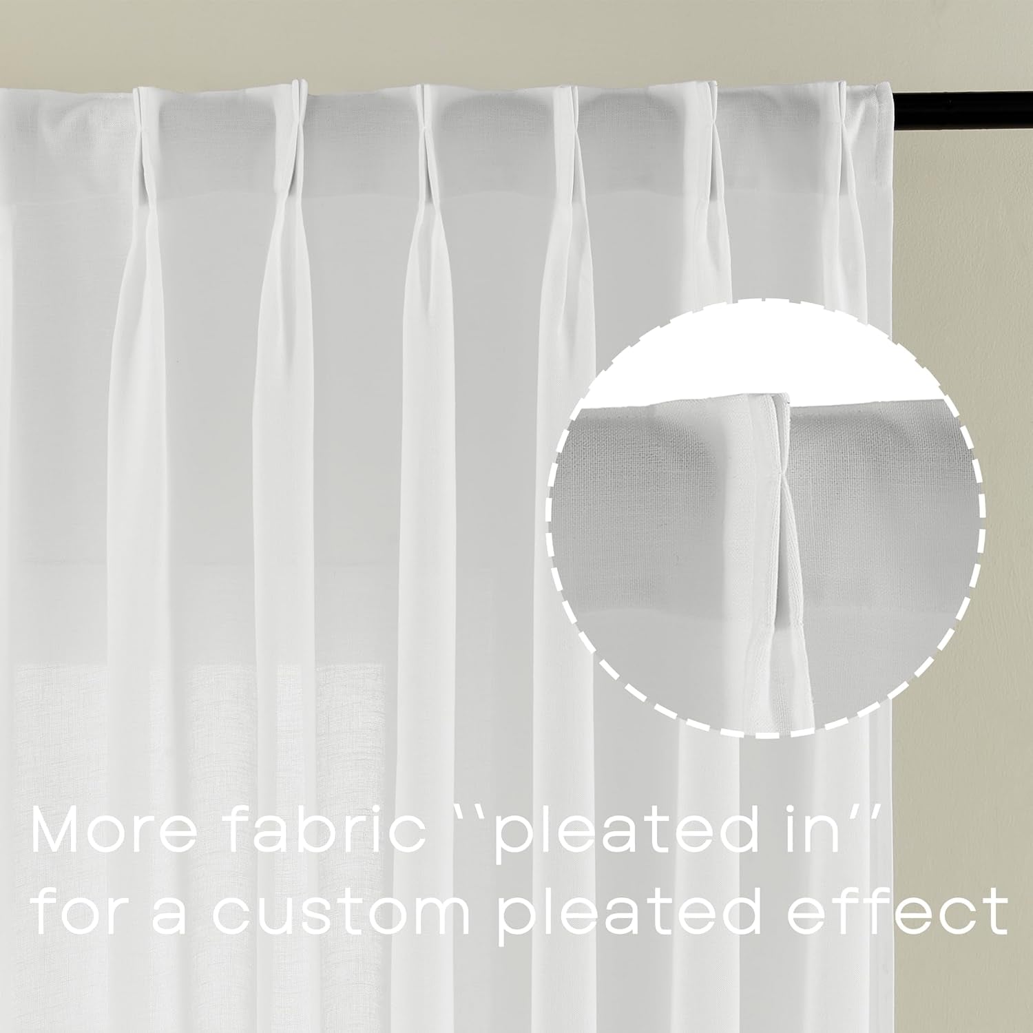 SHINELAND White Linen Curtains 84 Inches Long for Bedroom 2 Panels Set,Sheer Boho Pinch Pleated with Hooks Back Tab Window Sheers Draperies 84 Length for Dining Room Living Room Office at Home  SHINELAND   