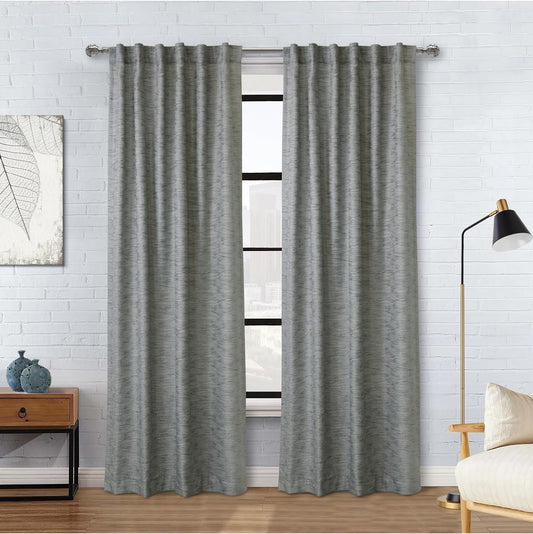 Oshawa Light Filtering Dual Header Curtain Panel 52 X 95 in Grey  Commonwealth Home Fashions Grey 52" X 63" 