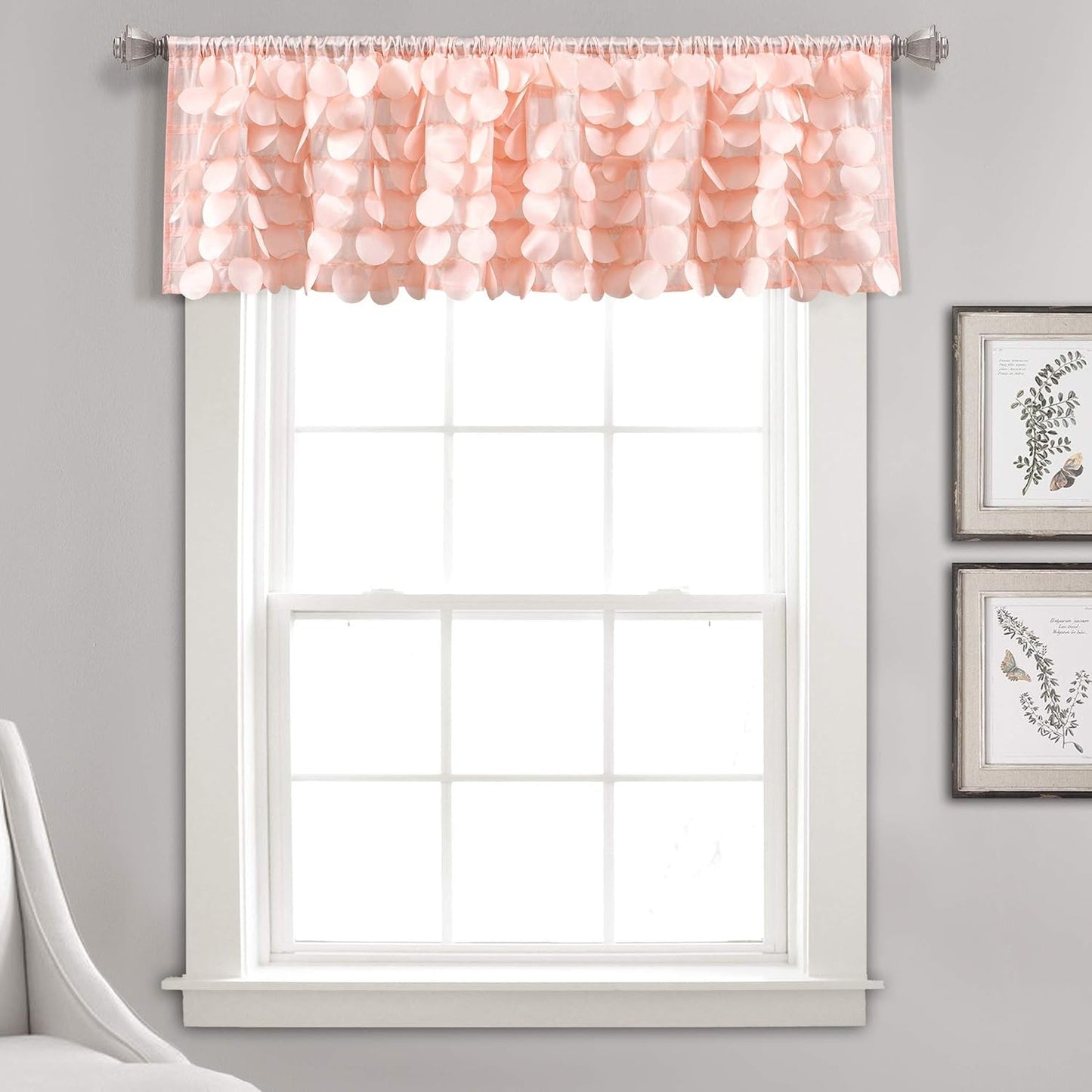 Lush Décor, Light Gray Lush Decor Gigi Valance Textured Window Kitchen Curtain (Single), 70" W X 14" L