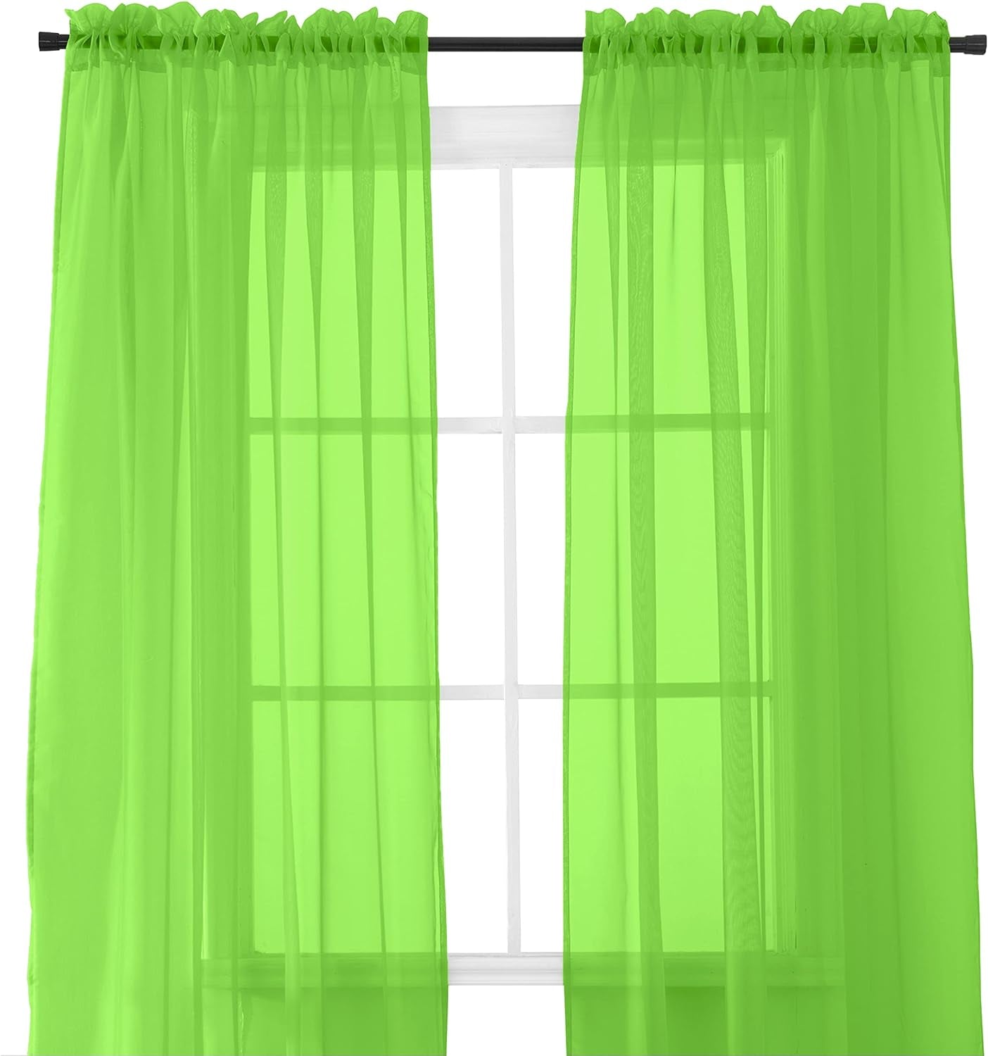 Elegant Comfort 2-Piece Sheer Panel with 2Inch Rod Pocket - Window Curtains 60-Inch Width X 84-Inch Length - Light Blue  Elegant Comfort Lime 40" X 84" 