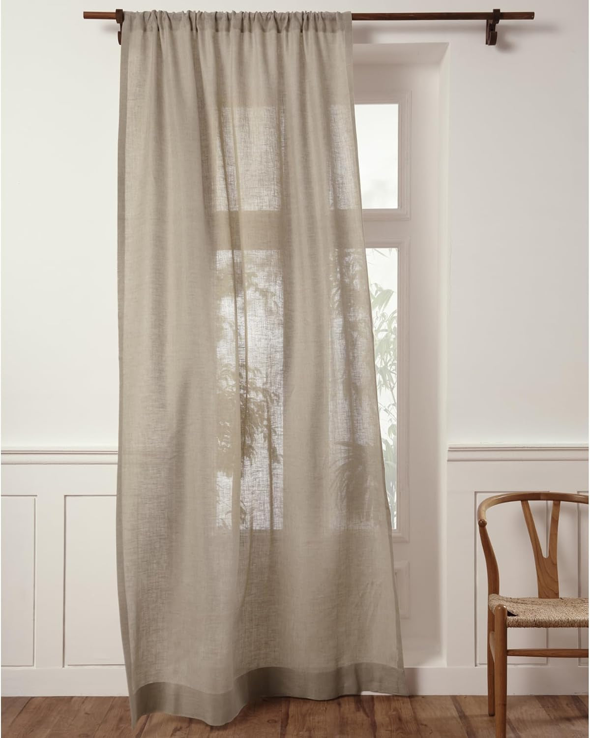 Solino Home Linen Sheer Curtain – 52 X 45 Inch Light Natural Rod Pocket Window Panel – 100% Pure Natural Fabric Curtain for Living Room, Indoor, Outdoor – Handcrafted from European Flax  Solino Home Natural 52 X 144 Inch 