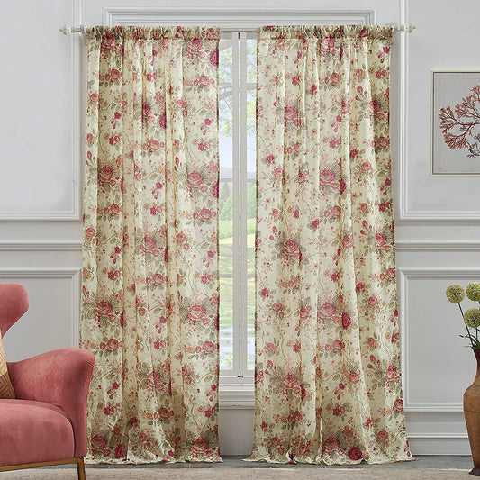 Greenland Home Antique Rose Curtain Panel Pair, 42 X 84 Inches, Multi Color  Greenland Home Ecru 42 W X 84 L (X2) 