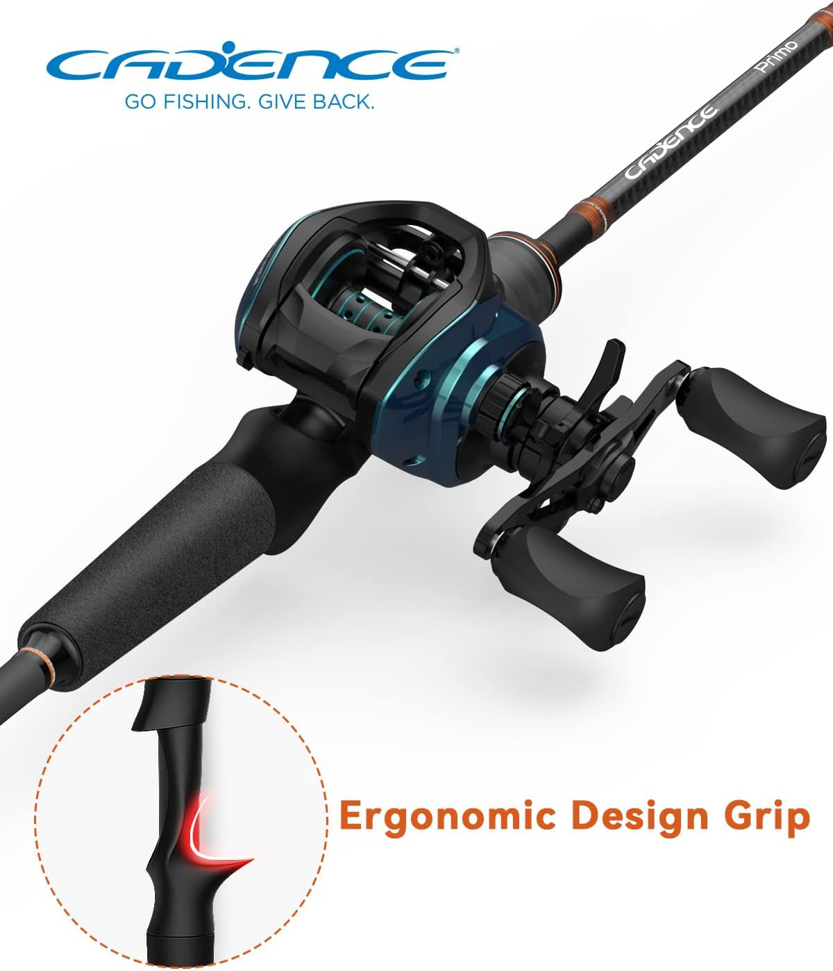 Cadence Primo Baitcasting Rod - Strong & Sensitive Fishing Rod, 40 Ton Carbon Fiber Ultralight Casting Rod with Fuji Reel Seat, Stainless Steel Guides with Sic Inserts, Freshwater Bass Fishing Pole