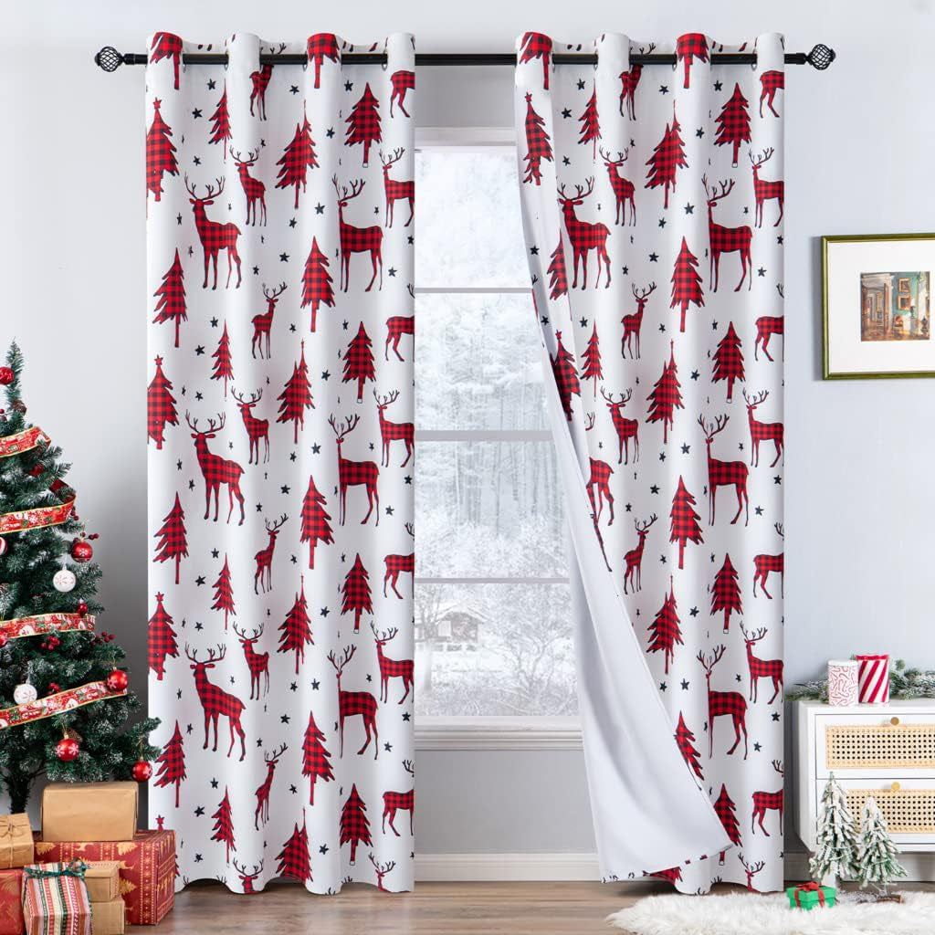 EMEMA Olive Green Velvet Curtains 84 Inch Length 2 Panels Set, Room Darkening Luxury Curtains, Grommet Thermal Insulated Drapes, Window Curtains for Living Room, W52 X L84, Olive Green  EMEMA Christmas/ Red And Black W52" X L90" 