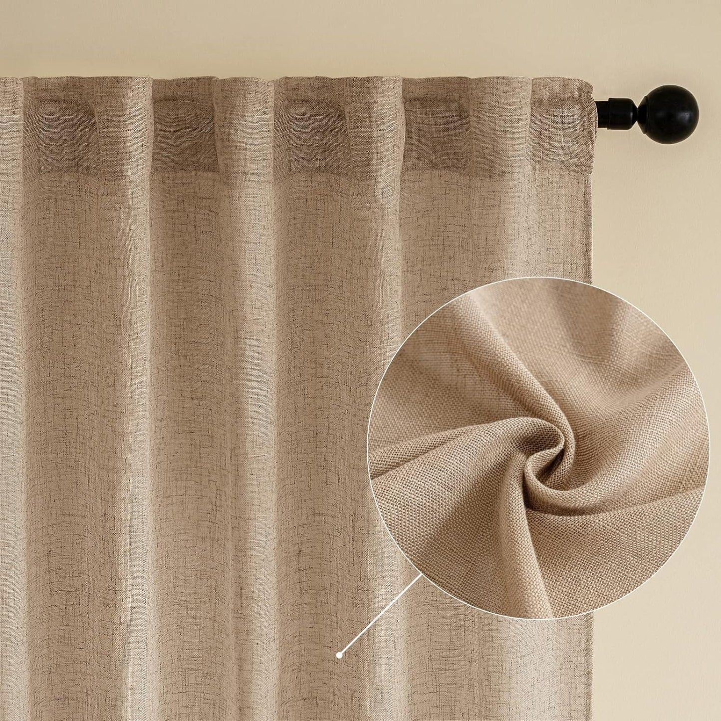 EMEMA Olive Green Velvet Curtains 84 Inch Length 2 Panels Set, Room Darkening Luxury Curtains, Grommet Thermal Insulated Drapes, Window Curtains for Living Room, W52 X L84, Olive Green  EMEMA Linen / Brown W52" X L96" 