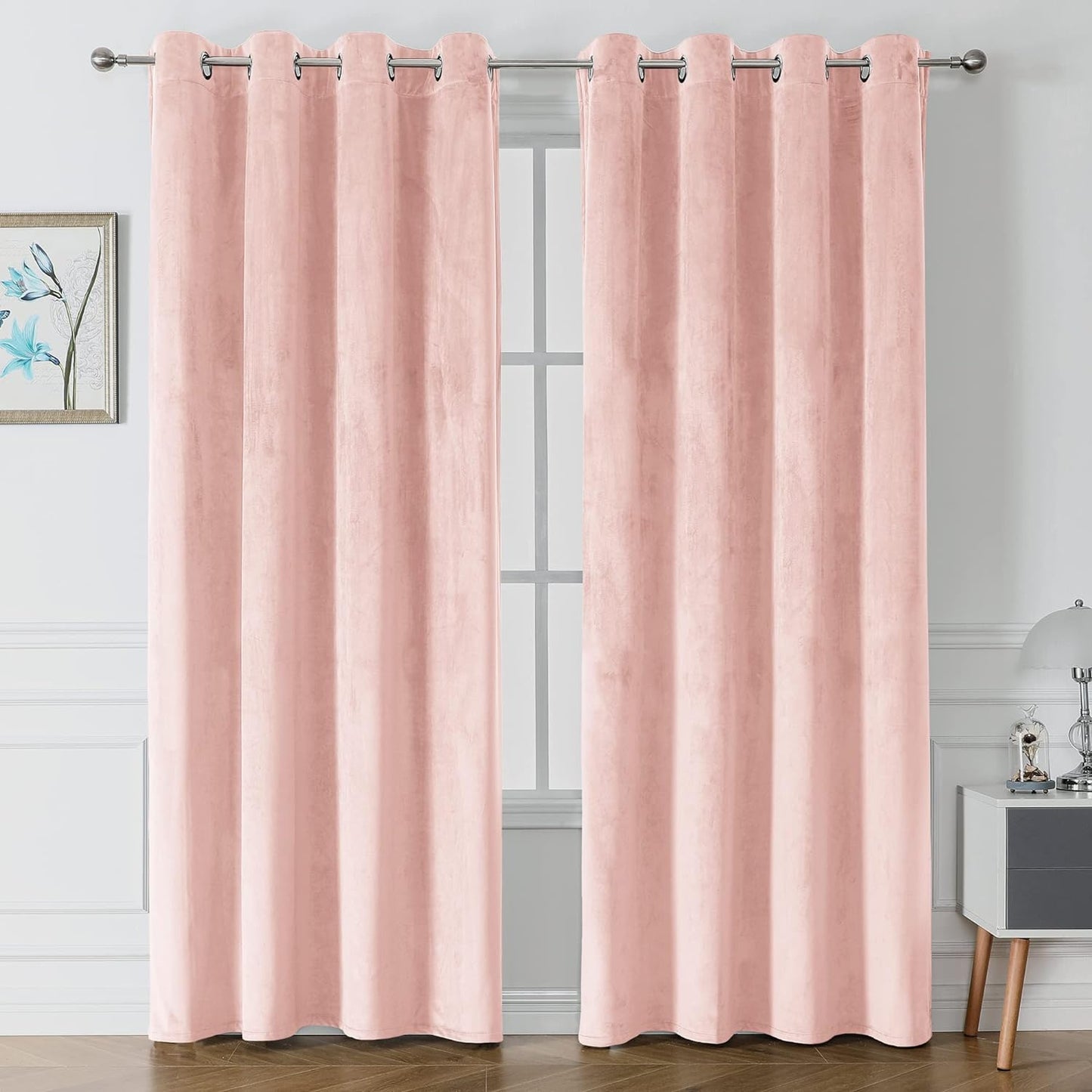 Victree Velvet Curtains for Bedroom, Blackout Curtains 52 X 84 Inch Length - Room Darkening Sun Light Blocking Grommet Window Drapes for Living Room, 2 Panels, Navy  Victree Pink 52 X 96 Inches 