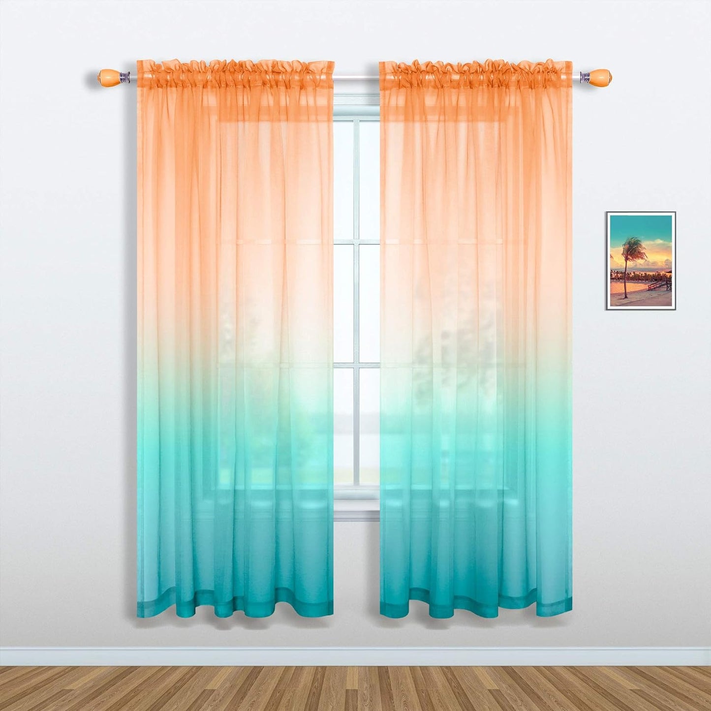 Pink and Purple Curtains for Girls Bedroom Decor Set 1 Single Panel Pocket Window Voile Pastel Sheer Ombre Rainbow Curtain for Kid Room Decoration Teen Princess 63 Inch Length Gradient Lilac Lavender  MRS.NATURALL TEXTILE Orange And Green 52X63 