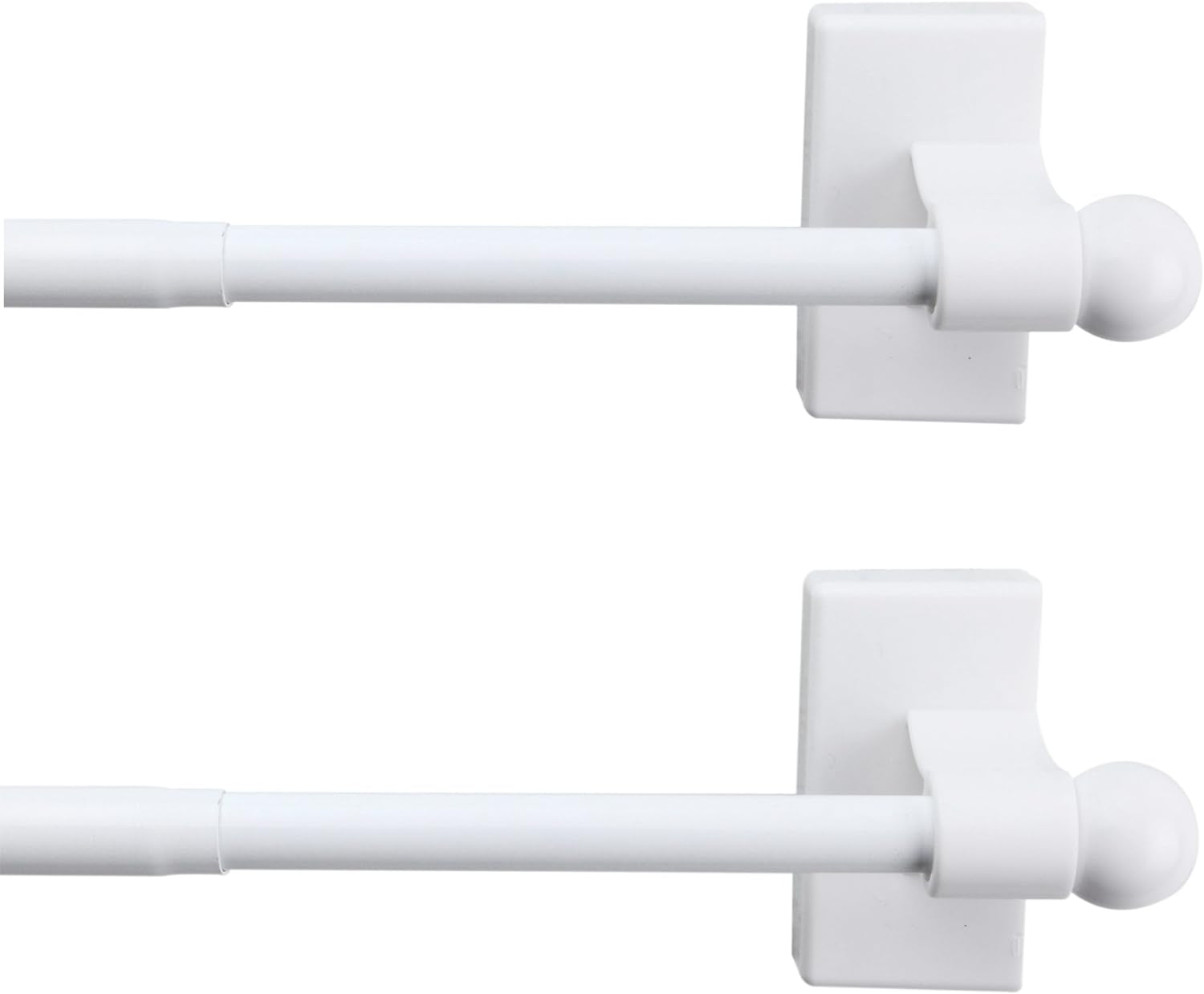 A&F Rod Décor - Magnetic Curtain Rod, 17-30 Inch - White (Set of 2)