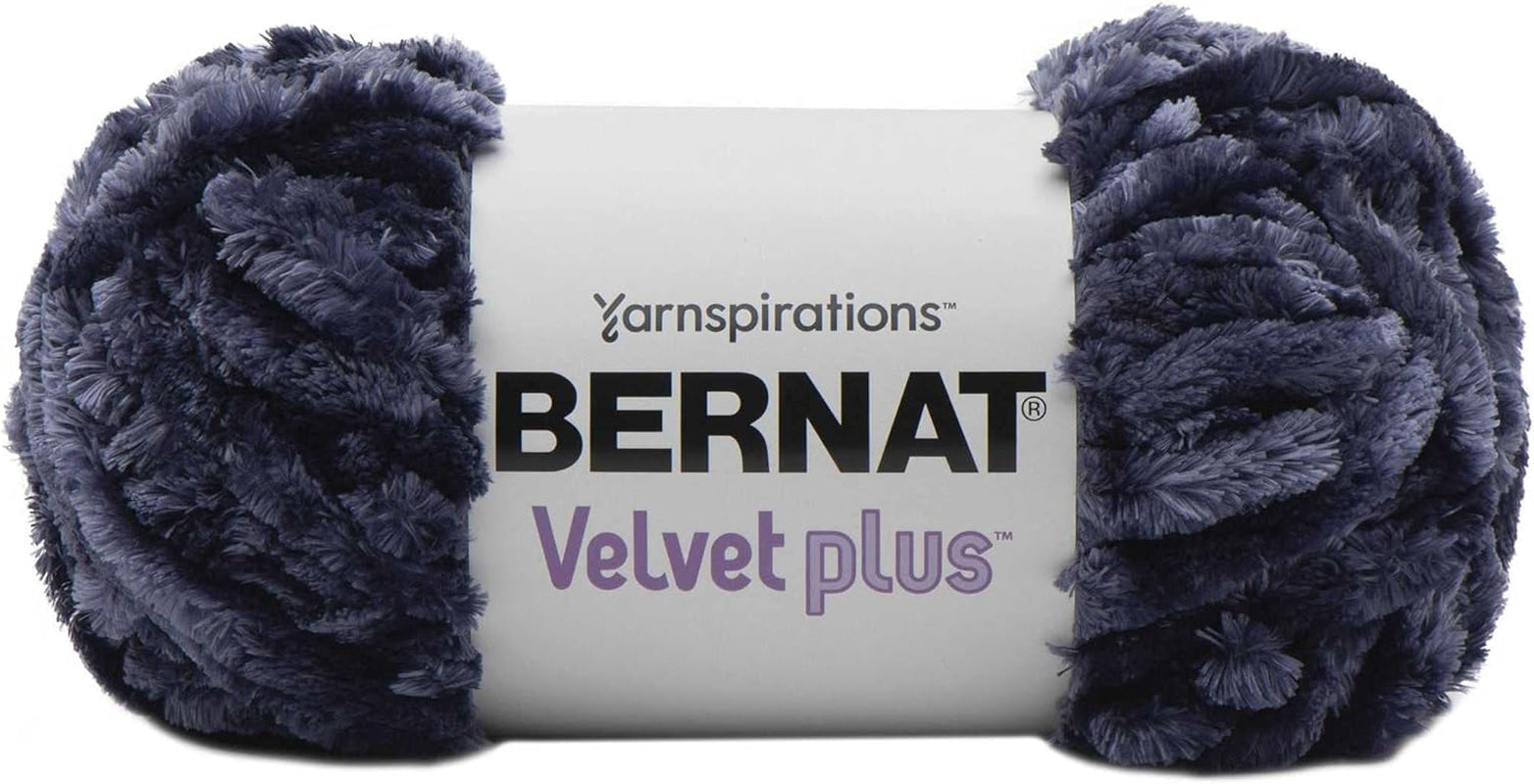 Bernat Velvet plus Indigo Velvet 161256-56008 (2-Skeins - Same Dye Lot) Weight S Bulky #6 Polyester Yarn for Crocheting and Knitting - Bundle with 1 Artsiga Crafts Project Bag