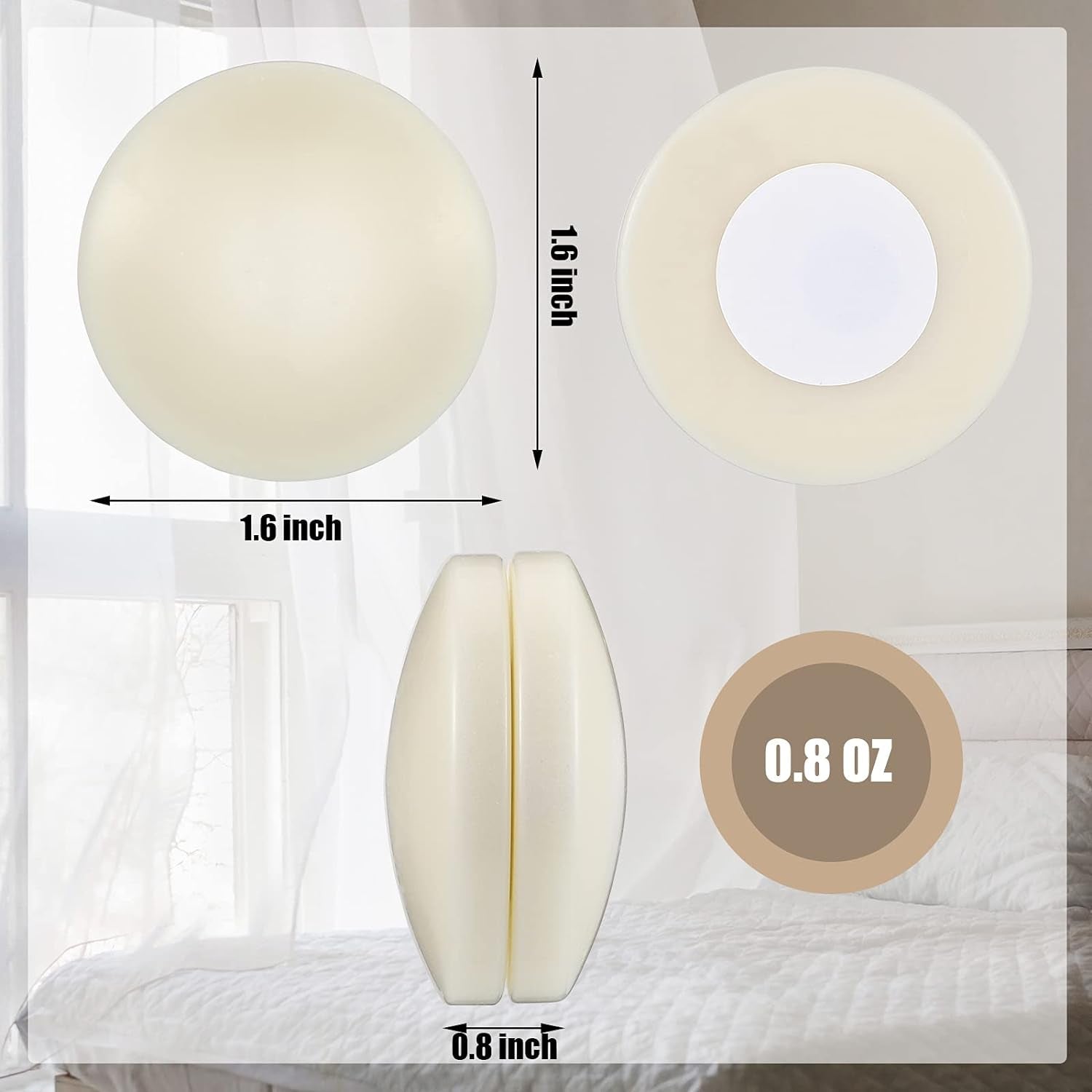 Magnetic Curtain Weights, Plastic Covered Heavy Duty No Sew Shower Curtain Magnets, Avoid Blowing Around, Work for Drapery, Tablecloth, Flag, Outdoor Curtain Liner (Beige, 6 Sets)