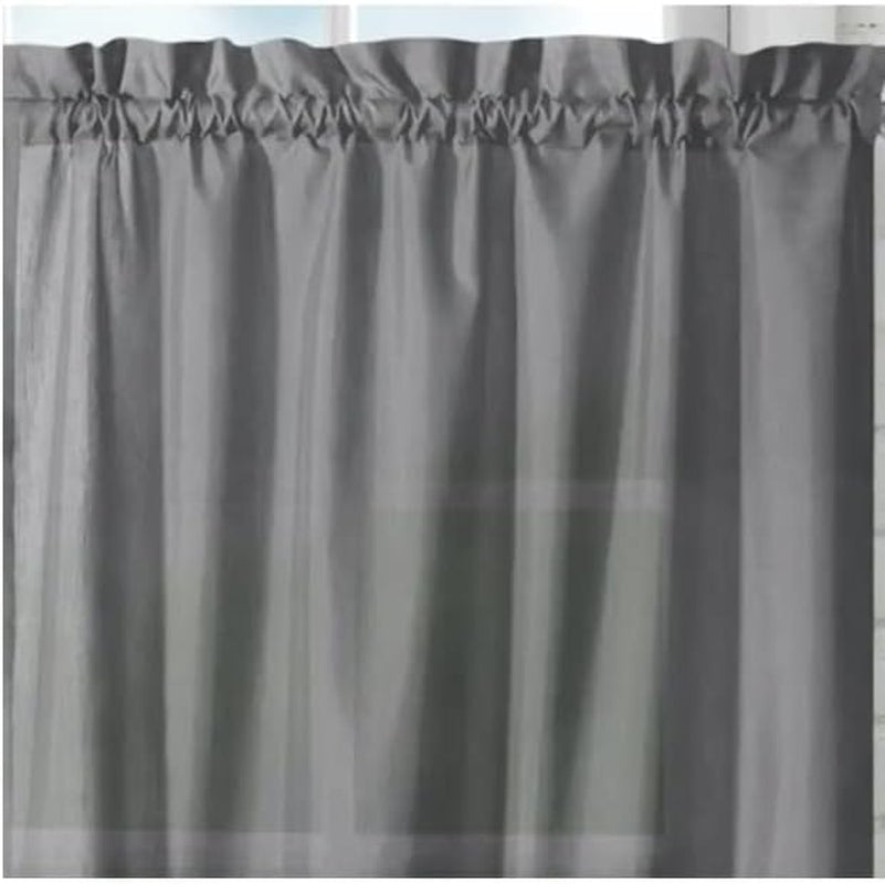 Ellis Stacey Grey Ruffled Kitchen Curtain Swag Pair