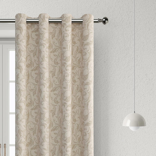 Erbnaryx Vintage Curtains for Farmhouse Living Room,Window Drapes with Scroll Floral Pattern,80% Blackout Curtains for Bedroom,Grommet Top Thermal Insulated Curtains 52X96 Inch 2 Panels Cocoa Bloom  Erbnaryx   