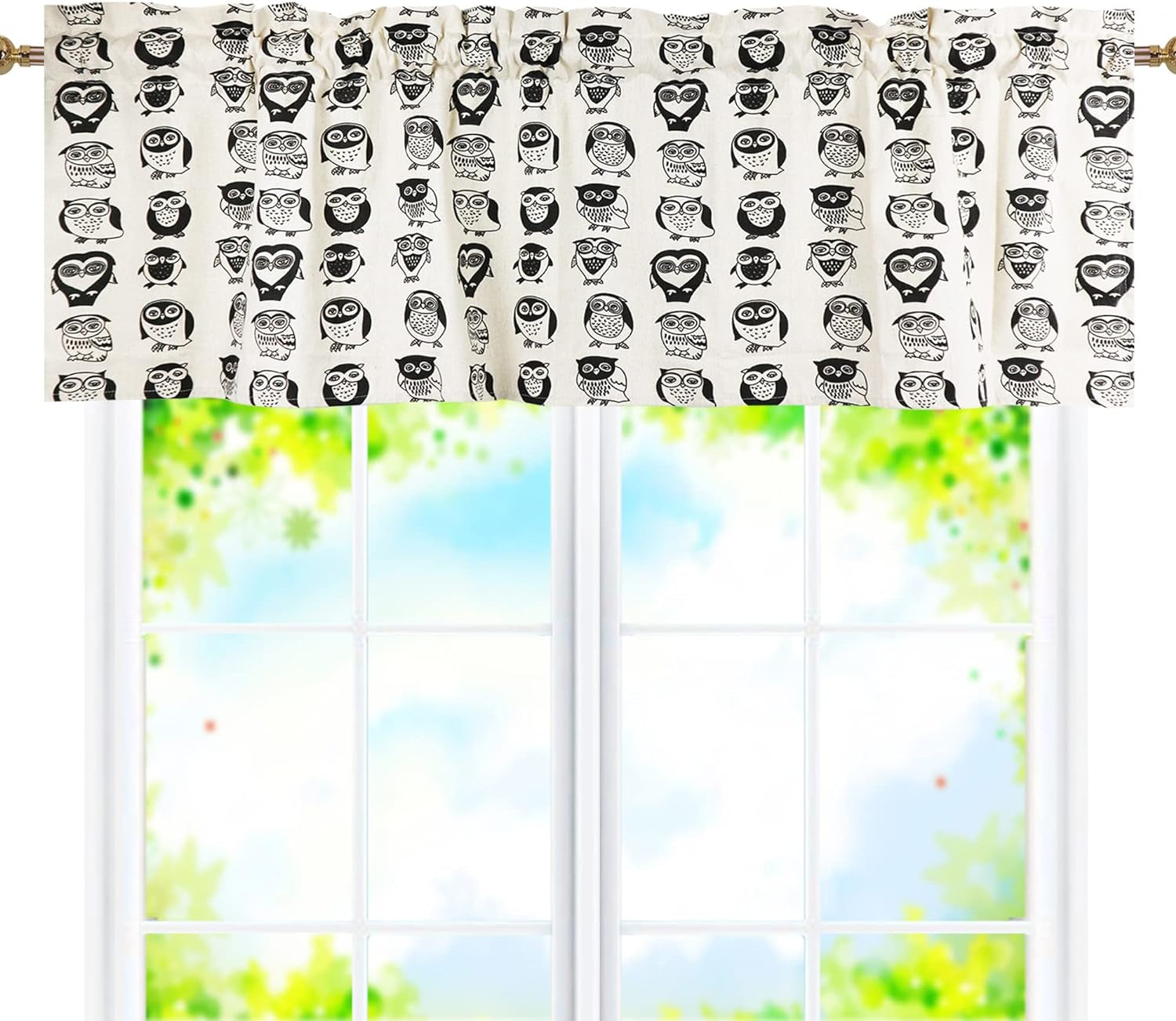 2 Panels Festive White Window Valances Curtain Valances - Short Curtains for Kitchen Windows/Bathroom/Laundry Decoration - 52X18 Inch with Rod Pocket