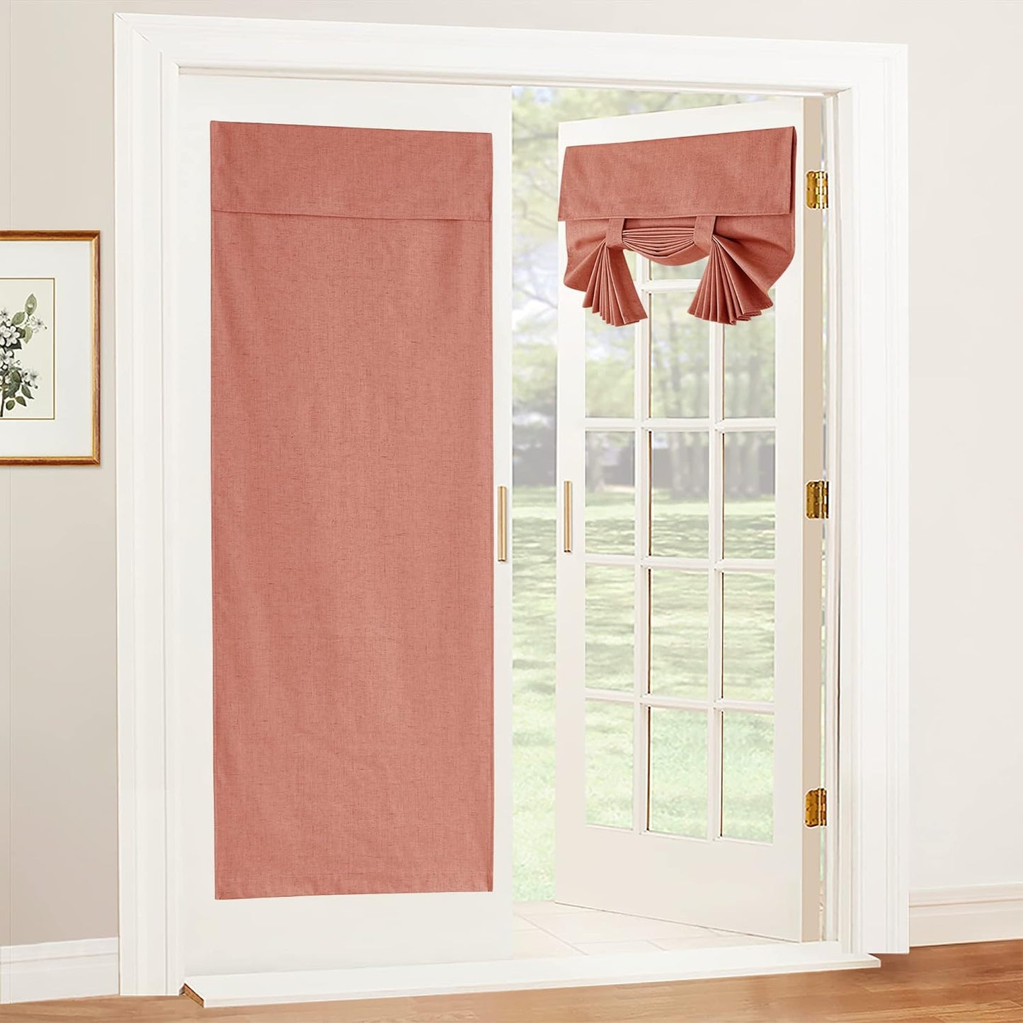 RYB HOME Blackout French Door Curtains, Room Darkening Shades Small Door Window Curtains and Drapes Thermal Insulated Tricia Door Blinds for Patio Door Doorway, W26 X L40 Inch, 1 Panel, Gray  RYB HOME Brick Red 34" X 69" 