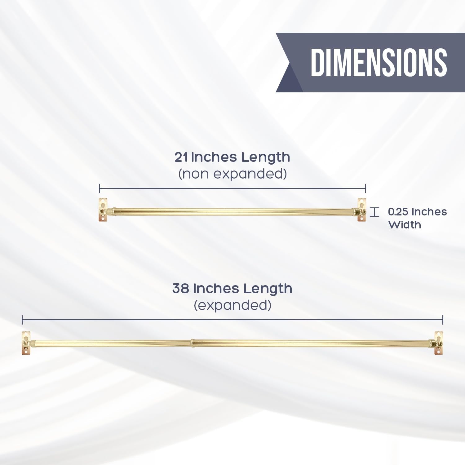 Amazing Drapery Hardware Swivel Sash Curtain Rods with Brass Finish, Set of 2 (Hardware Included) - Adjustable Length 21-38 Inches, Easy to Install Metal Rods for Doors, Windows, and Sidelights