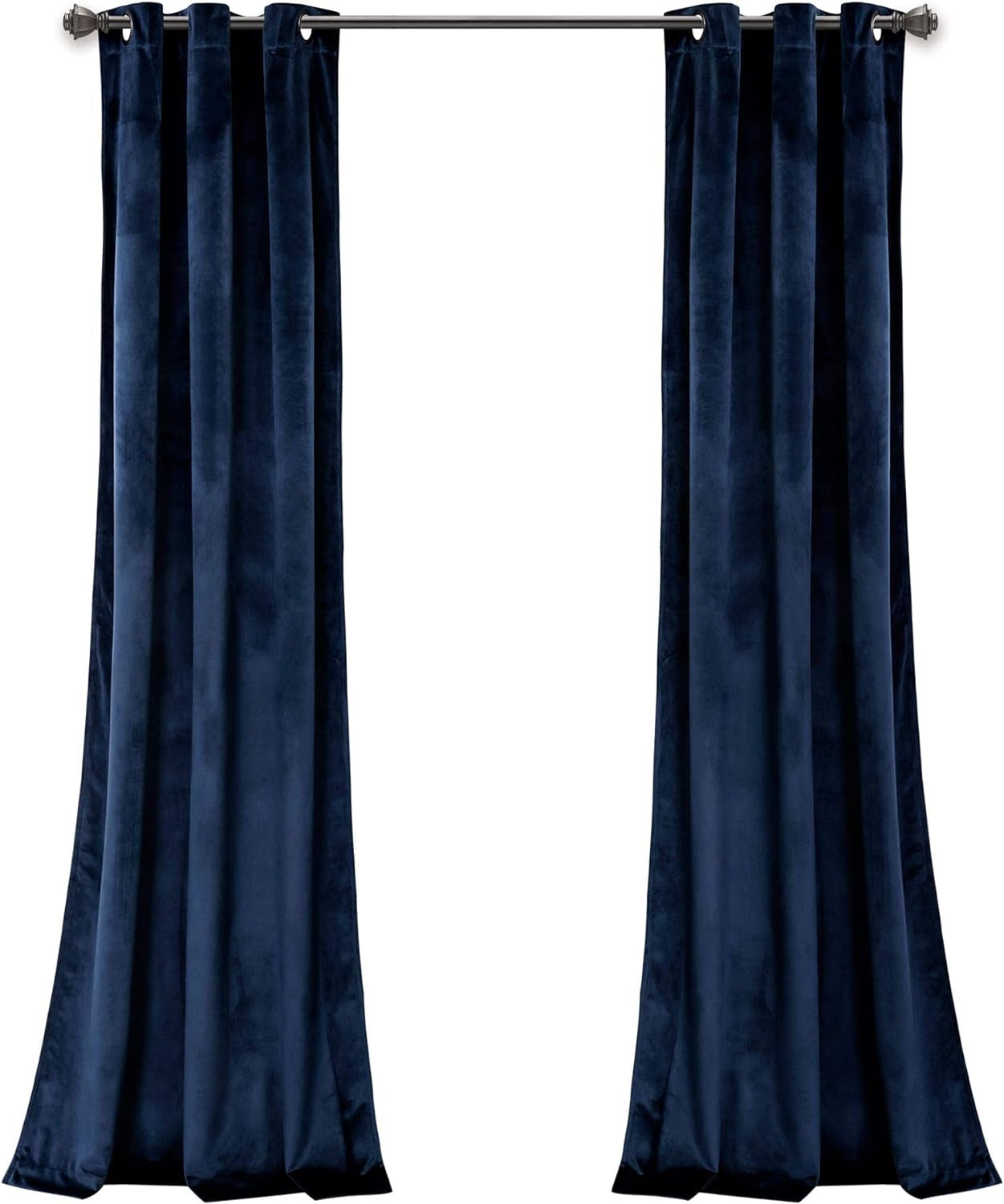 Lush Decor Prima Velvet Curtains Color Block Light Filtering Window Panel Set for Living, Dining, Bedroom (Pair), 38" W X 84" L, Navy  Triangle Home Fashions   