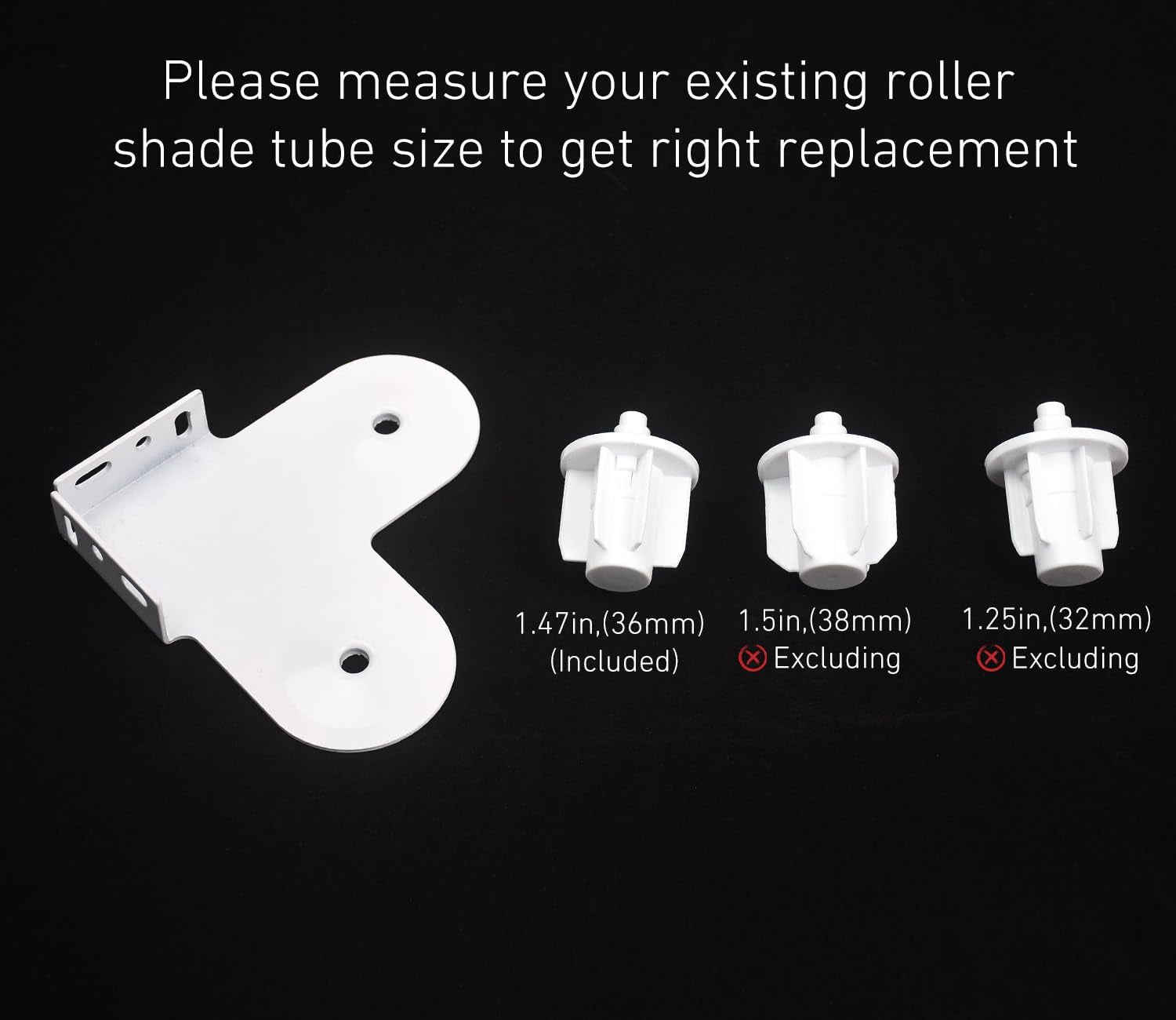 Double Roller Blind Bracket -Roller Blinds Replacement Parts Kit for 1.5"(38Mm) Tube, Included 2X End Plug