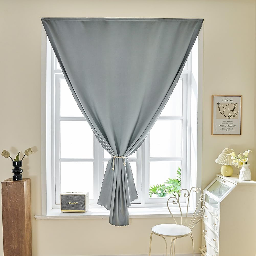 Jilron Autohesion Curtains for Windows,Bedroom Blackout Curtains for - Thermal Lnsulated Kitchen Room Darkening Black Small Drapes, (1 Panels,35Wx48L Inch-Black)  Jilron Slate Grey 47W*54L 