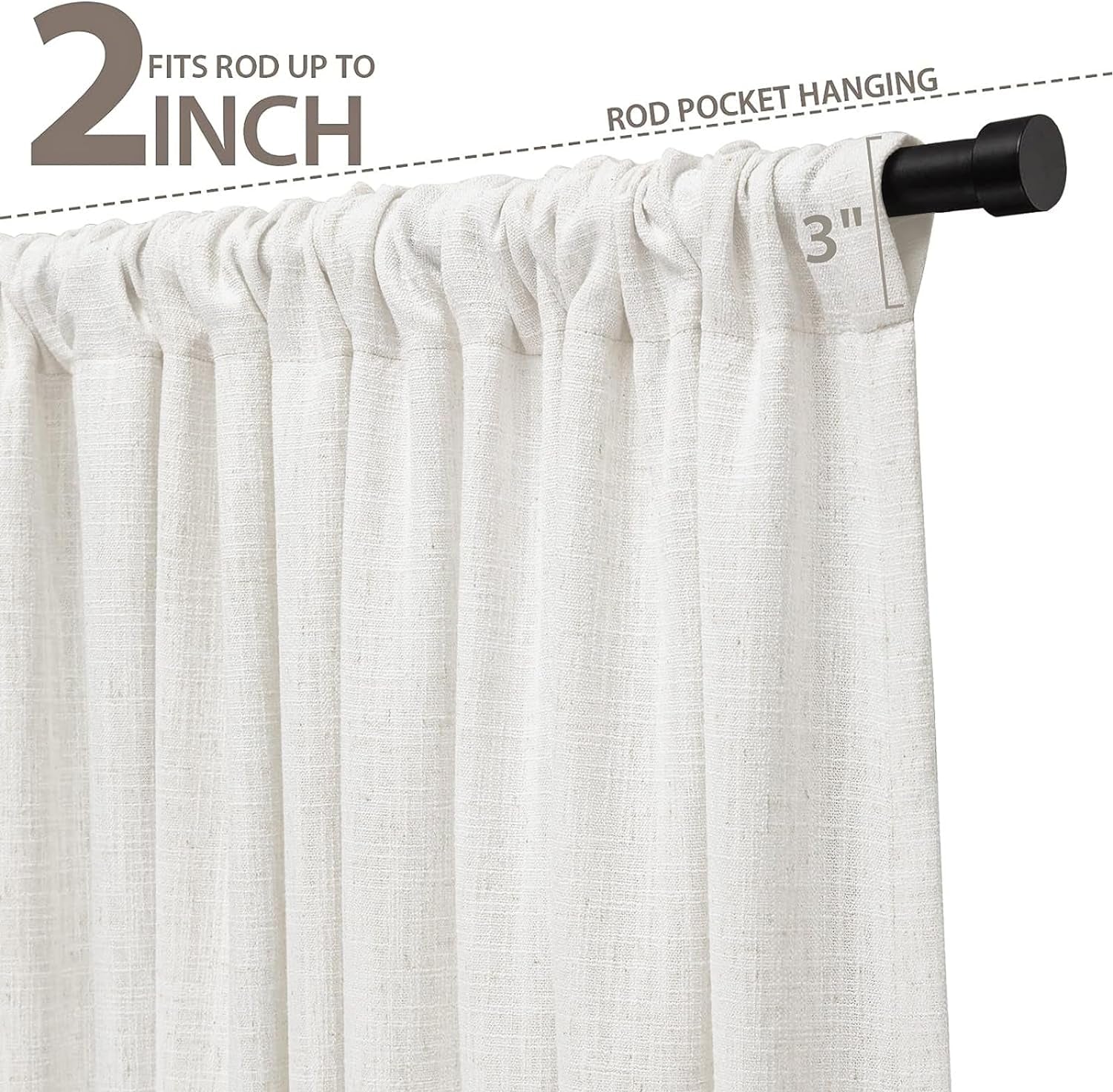 Zeerobee Beige White Linen Curtains for Living Room/Bedroom Linen Curtains 96 Inches Long 2 Panels Linen Drapes Farmhouse Pinch Pleated Curtains Light Filtering Privacy Curtains, W50 X L96  zeerobee   