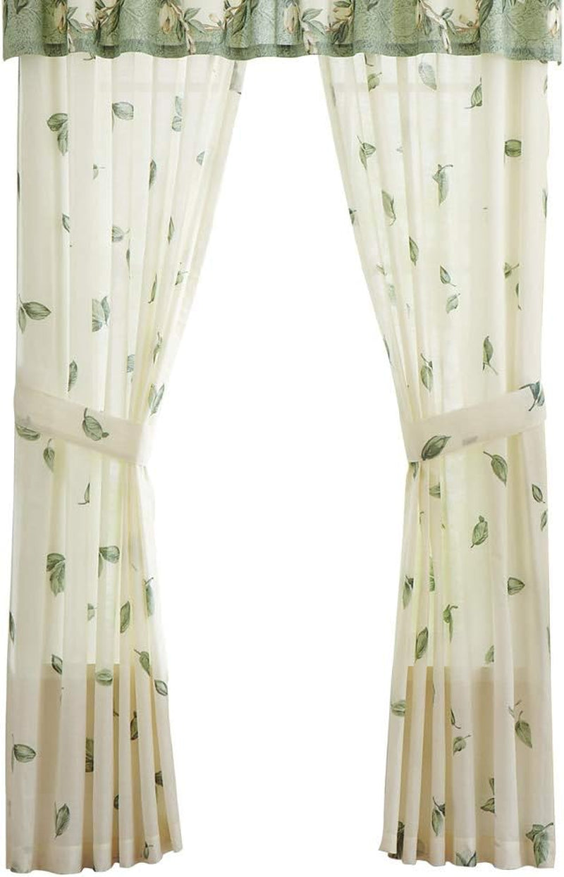 Collections Etc Magnolia Garden Floral Leaf Rod Pocket Window Curtains - Country Cottage Chic Design, Sage, Valance  Collections Etc Green Panel Pair 