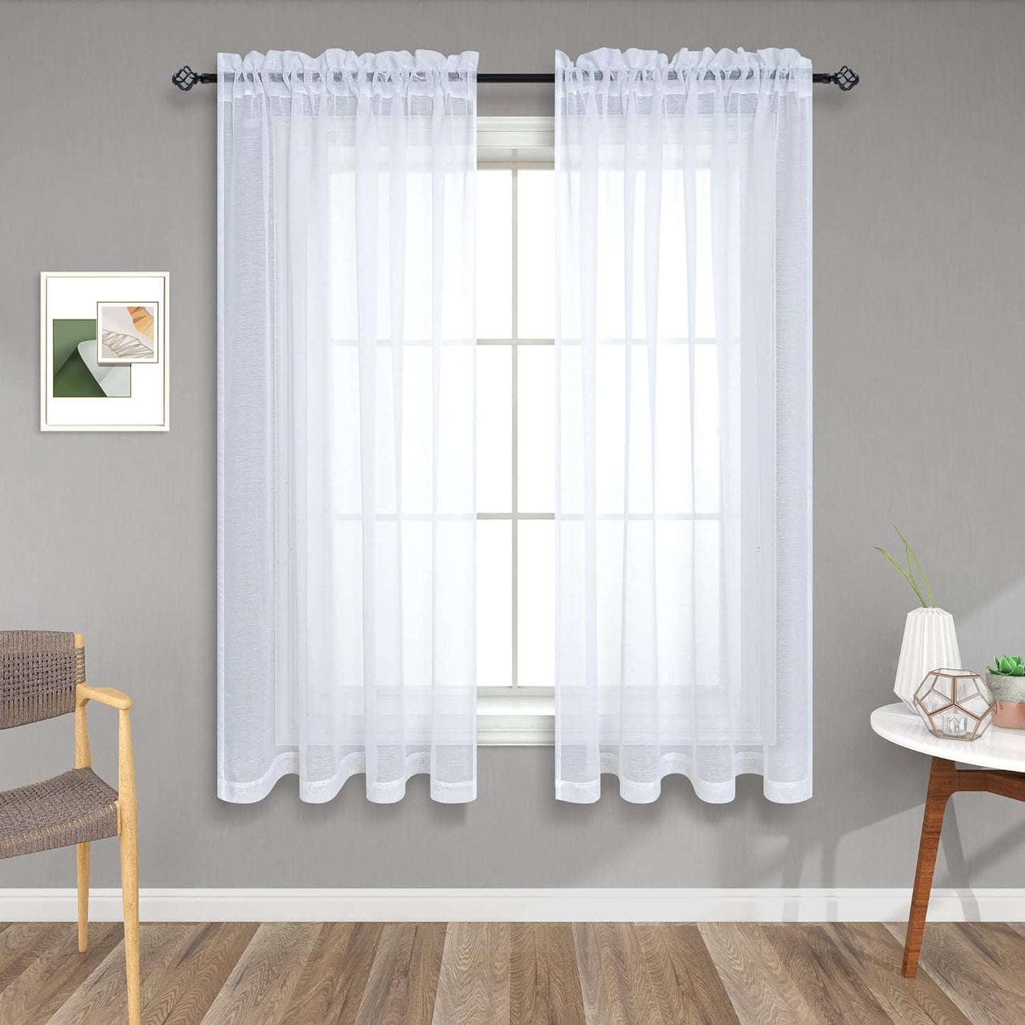 Terracotta Curtains 84 Inch Length for Living Room 2 Panel Sets Rod Pocket Sheer Curtains for Living Room Rust Burnt Orange Red  PITALK TEXTILE White 52X45 