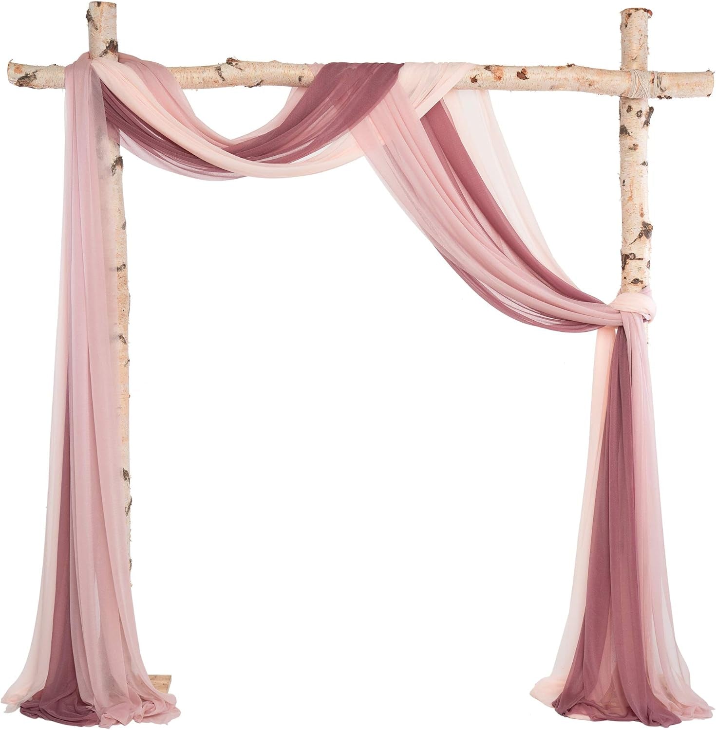 Ling'S Moment 3 Panels 20Ft Wedding Arch Chiffon Draping Fabric, Sheer Hanging Drapes Arrangement for Wedding Ceremony Reception Backdrop Outdoors Party Swag Home Decor (Dusty Rose & Burgundy & Blush)