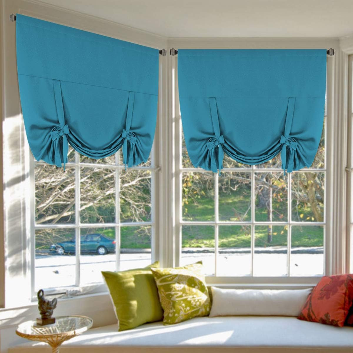 H.VERSAILTEX Tie up Curtain Thermal Insulated Room Darkening Rod Pocket Valance for Bedroom (Coral, 1 Panel, 42 Inches W X 63 Inches L)  H.VERSAILTEX Turquoise Blue W42" X L63" 2-Pack 