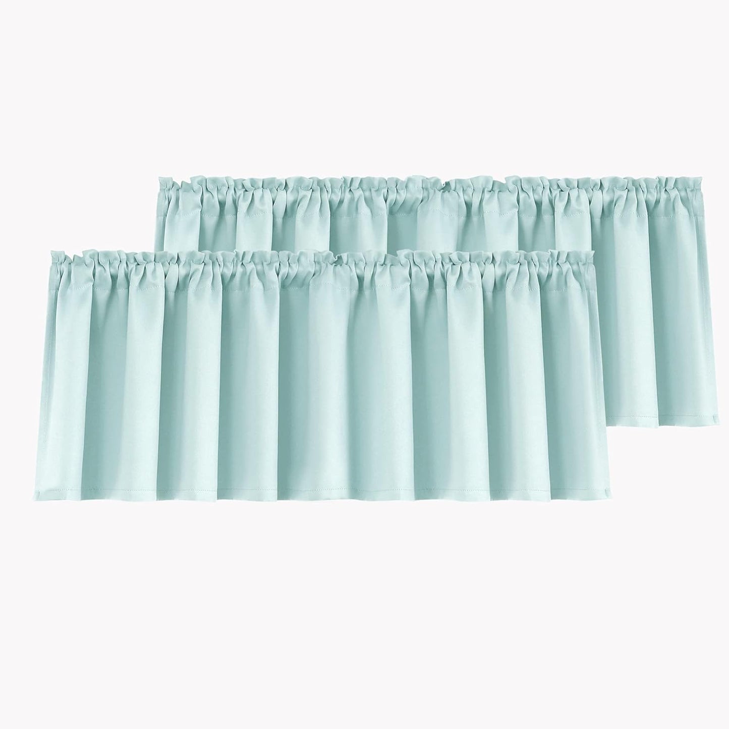 Mrs.Naturall Beige Valance Curtains for Windows 36X16 Inch Length  MRS.NATURALL TEXTILE Egg Blue 36X16 