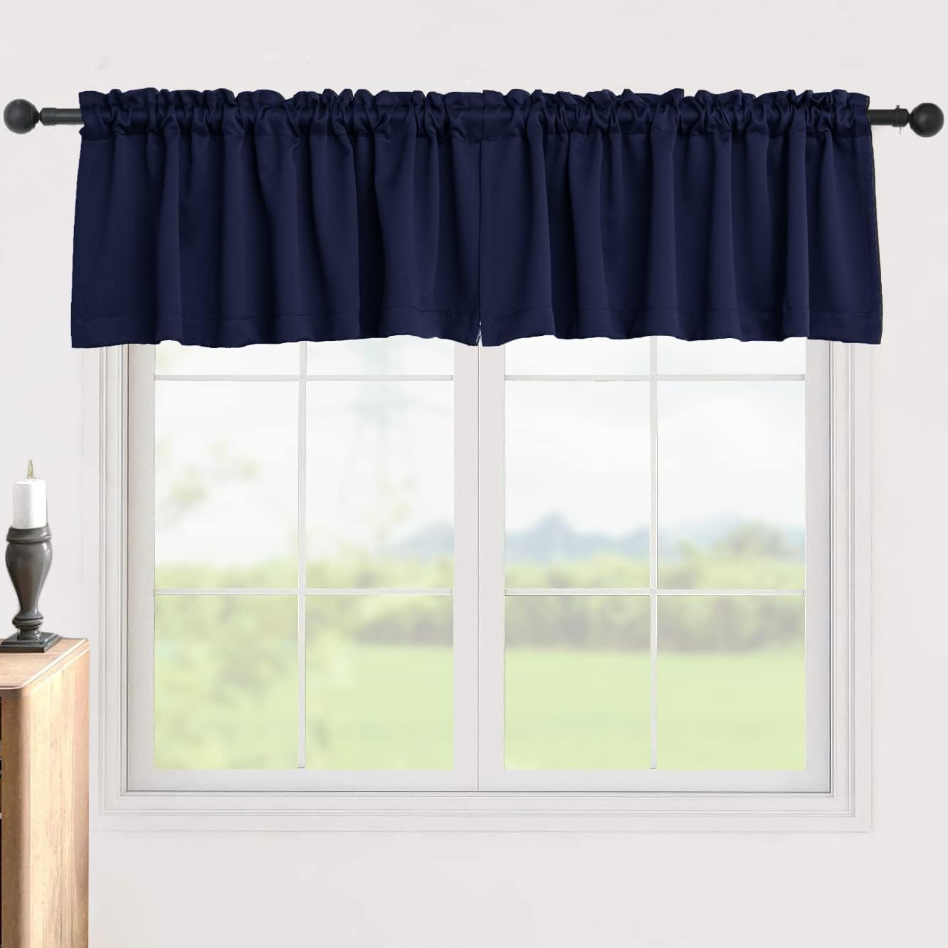 Blackout Valance Curtains 18 Inches Long, Short Curtains with Rod Pocket for Window in Kitchen, Bathroom, Living Room, Bedroom or Basement, 2 Panels, 52" W X 18" L, Teal