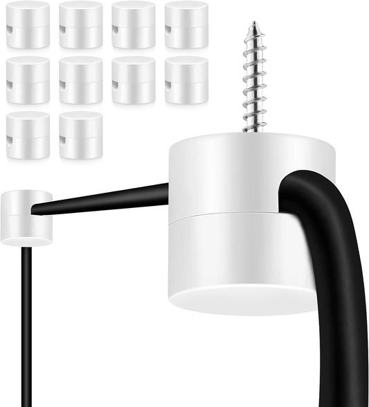 10 Pack Swag Hooks for Ceiling Hanging Lights, Pendant Light Swag Hook for Ceiling Lamp, Black Ceiling Hooks for Hanging Light, Modern Wire Cable Cord Chandelier Fixture Hardware Wall Hook (White)