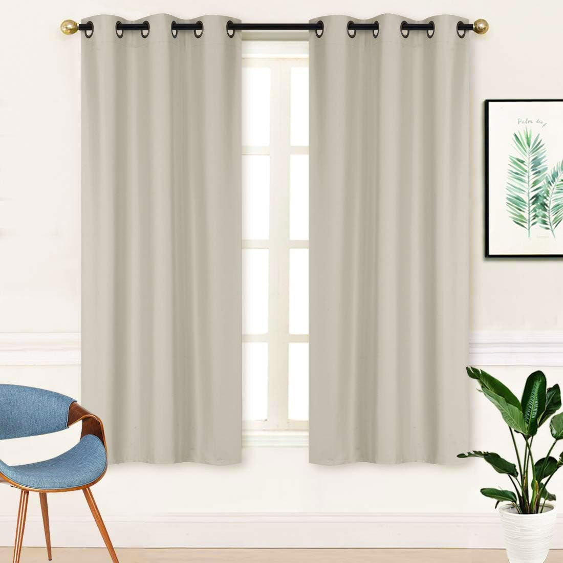 Home Collection 2 Panels 100% Blackout Curtain Set Solid Color with Rod Pocket Grommet Drapes for Kitchen, Dinning Room, Bathroom, Bedroom,Living Room Window New (74” Wide X 62” Long, Ivory)  Kids Zone home Linen Silver 74” Wide X 62” Long 