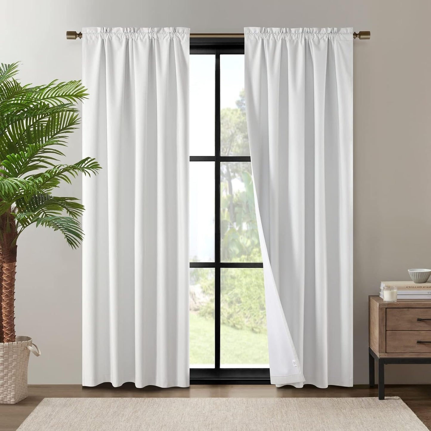 Dreaming Casa Linen Blackout Curtains for Beadroom 2 Panels 96 Inch Long Living Room Drapes Boho Rustic 100% Black Out Natural Window Curtain with Rod Pocket, 52" W X 96" L  Dreaming Casa White, Rod Pocket 2 X (72"W X 84"L) 