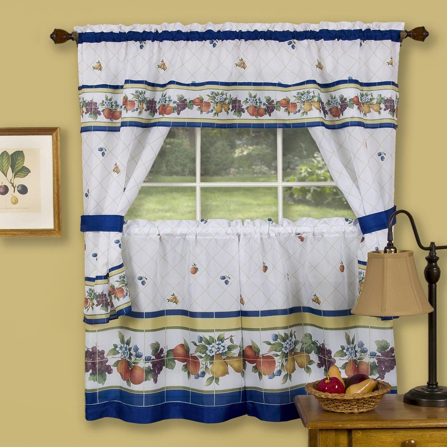 Sweet Home Collection Ruffled Valance 4 Piece Kitchen Curtain Set, 36 In  Sweet Home Collection Fruity Tiles 36 In 