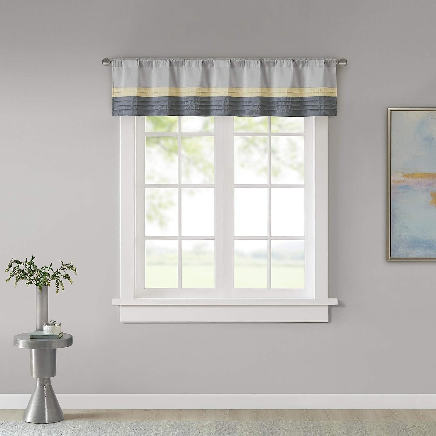 Madison Park Amherst Single Panel Faux Silk Rod Pocket Curtain with Privacy Lining for Living Room, Window Drape for Bedroom and Dorm, 50X84, Black  Madison Park Yellow 18"X50" 