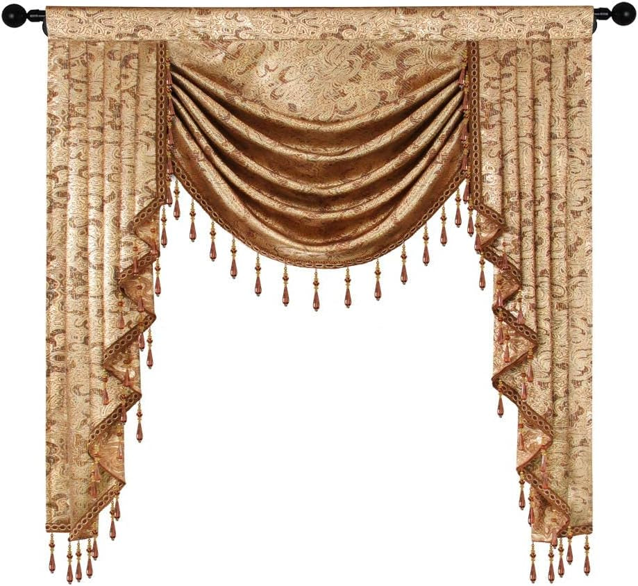ELKCA European Curtain Valances for Living Room Luxury Window Curtains for Bedroom, Rod Pocket (W39Inch,1 Panel)